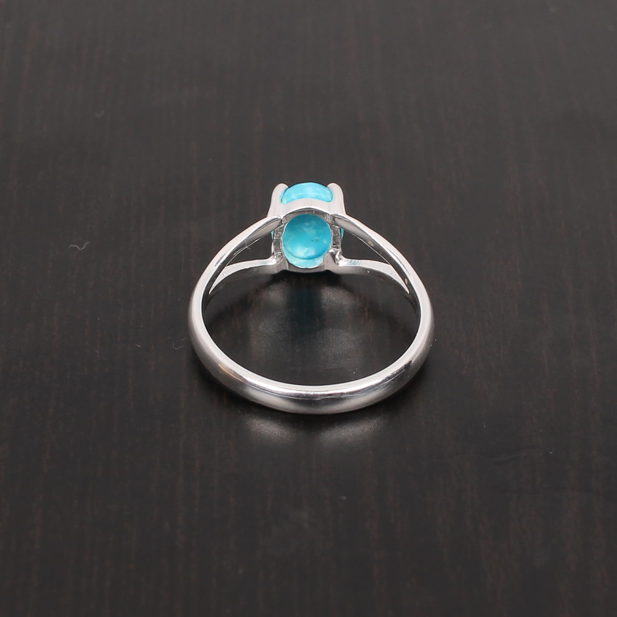 Natural Turquoise 7x5mm Oval Rose Cut 225Gram 925 Sterling Silver Ring