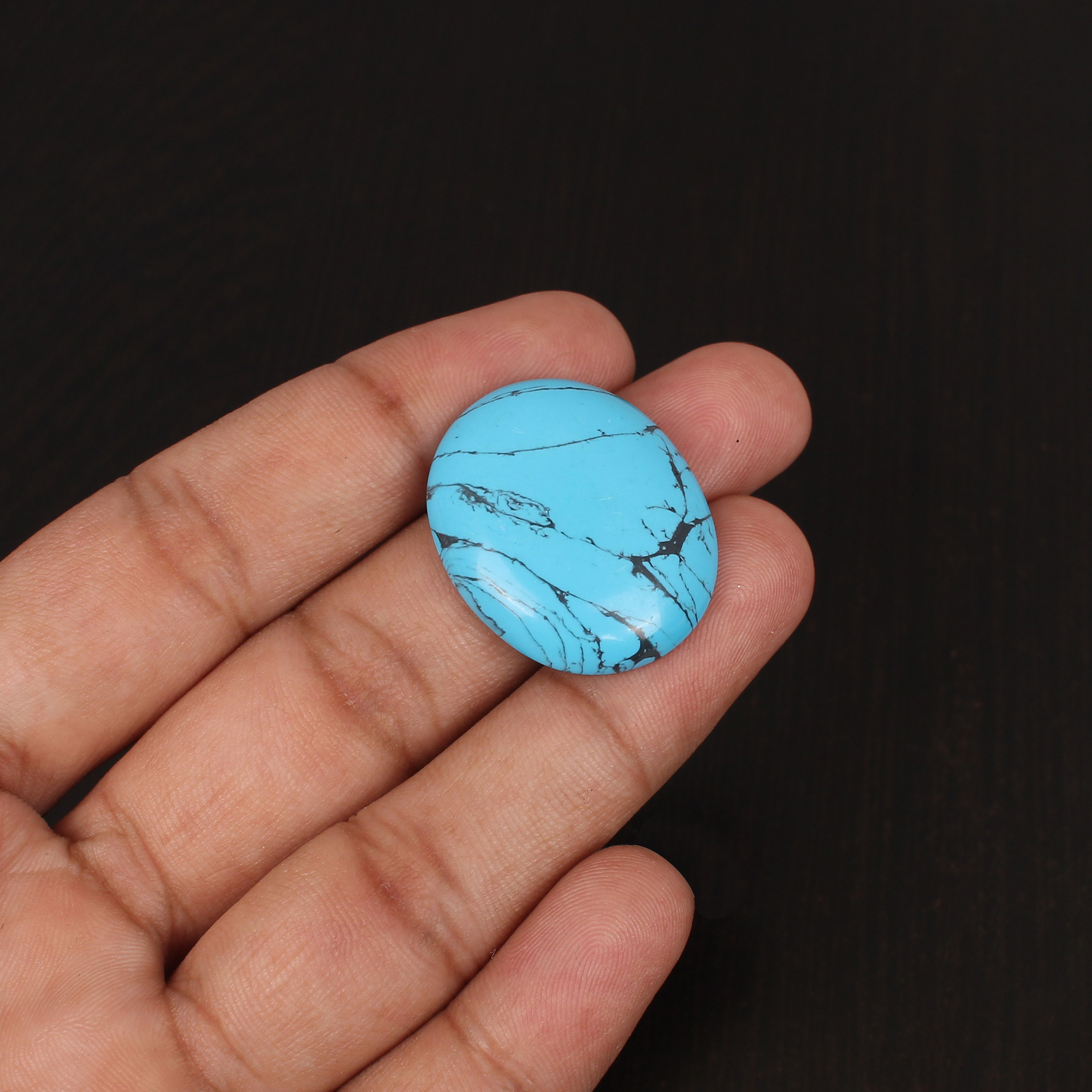 Blue Synthetic Turquoise Gemstone Cabochon Cut 235 Carat 29x24 mm Loose Stone for Jewelry Making