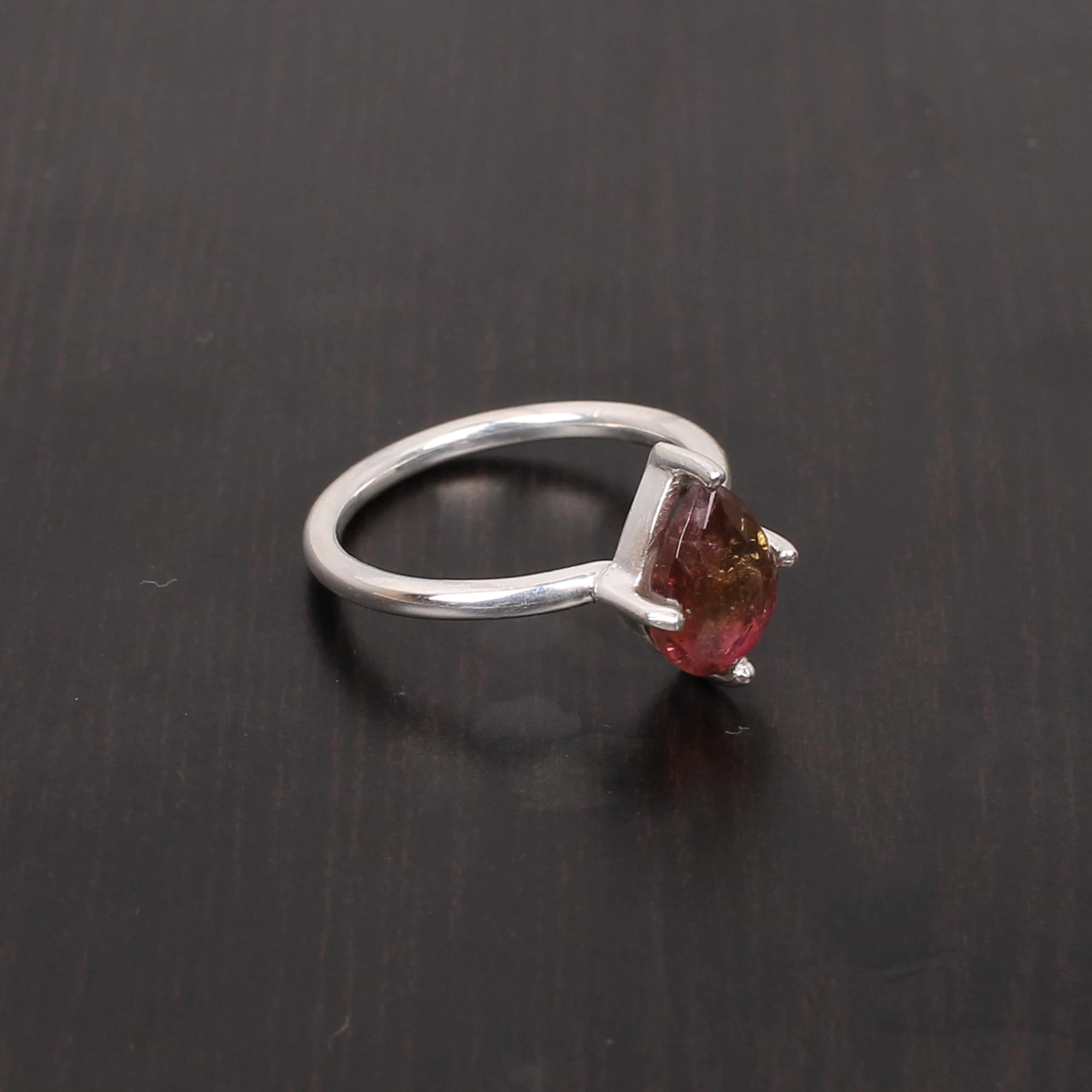 Natural Pink Tourmaline 11x8mm Pear Rose Cut 279Gram 925 Sterling Silver Ring