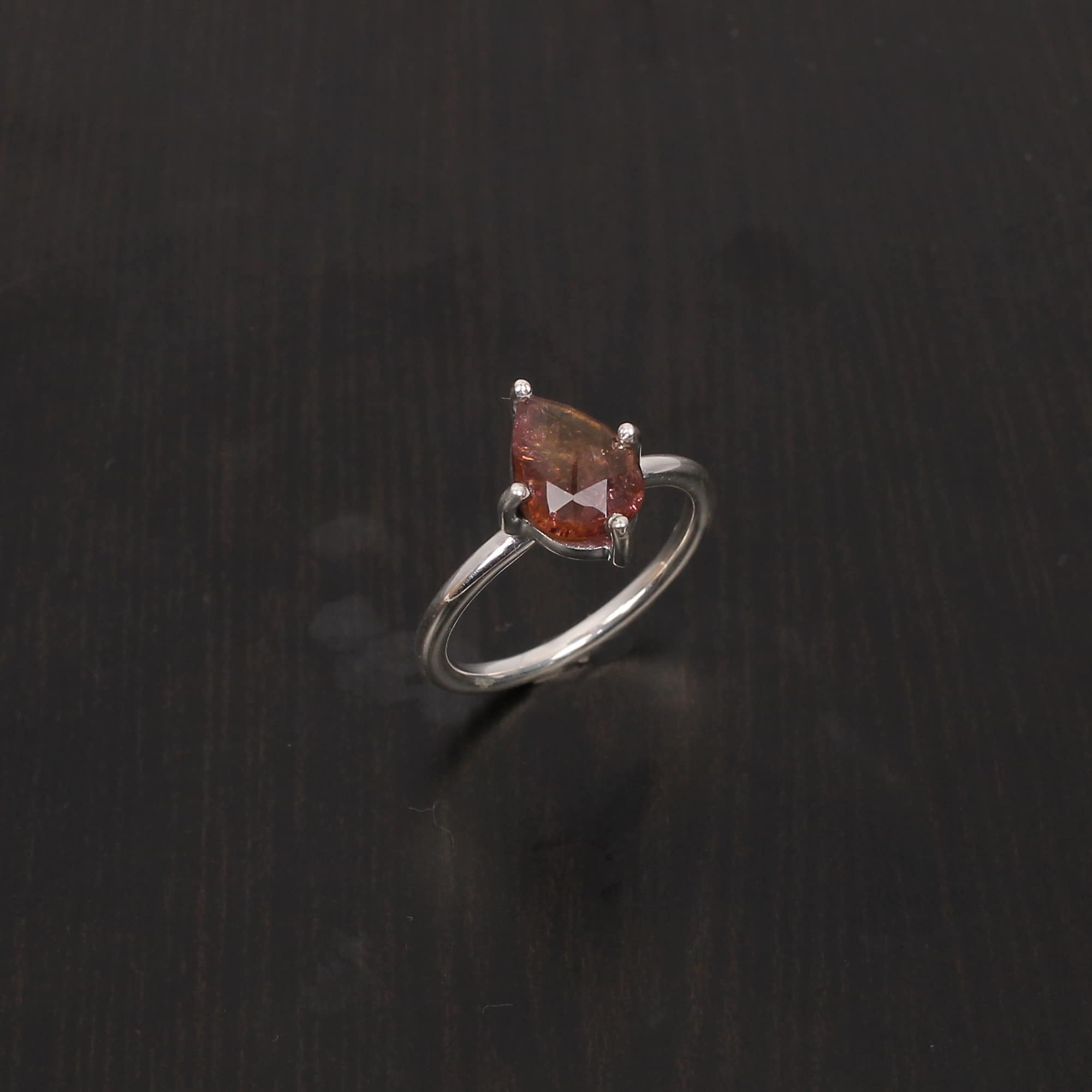 Natural Pink Tourmaline 11x8mm Pear Rose Cut 279Gram 925 Sterling Silver Ring