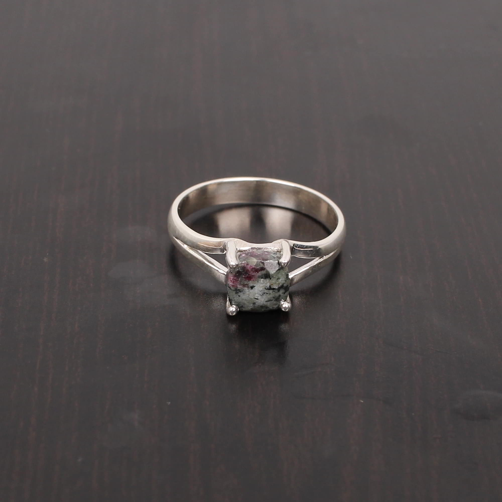 Eudialyte 6x6mm Square Rose Cut 209Gram 925 Sterling Silver Ring