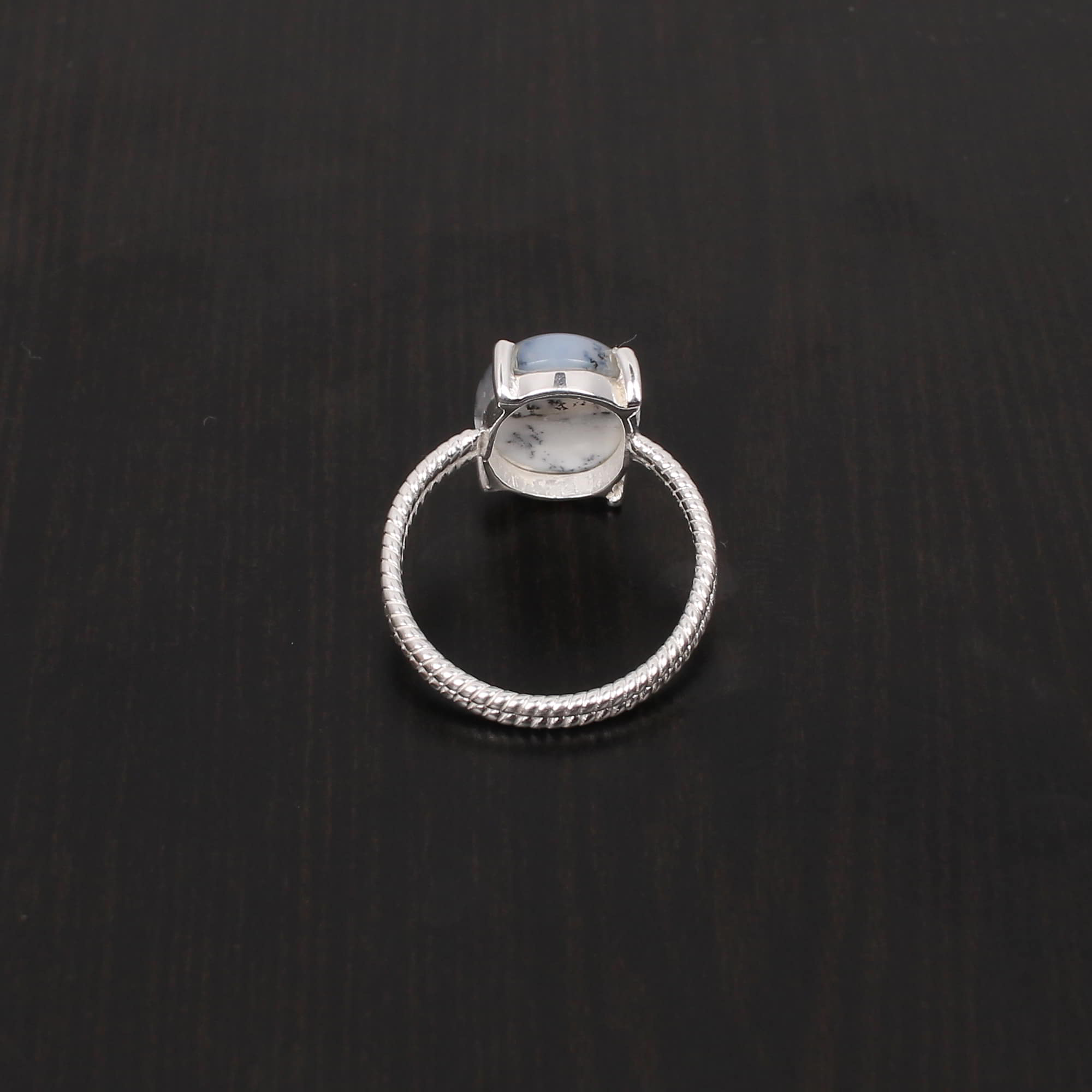 Dendritic Opal 14x10mm Oval Cab 279Gram 925 Sterling Silver Ring