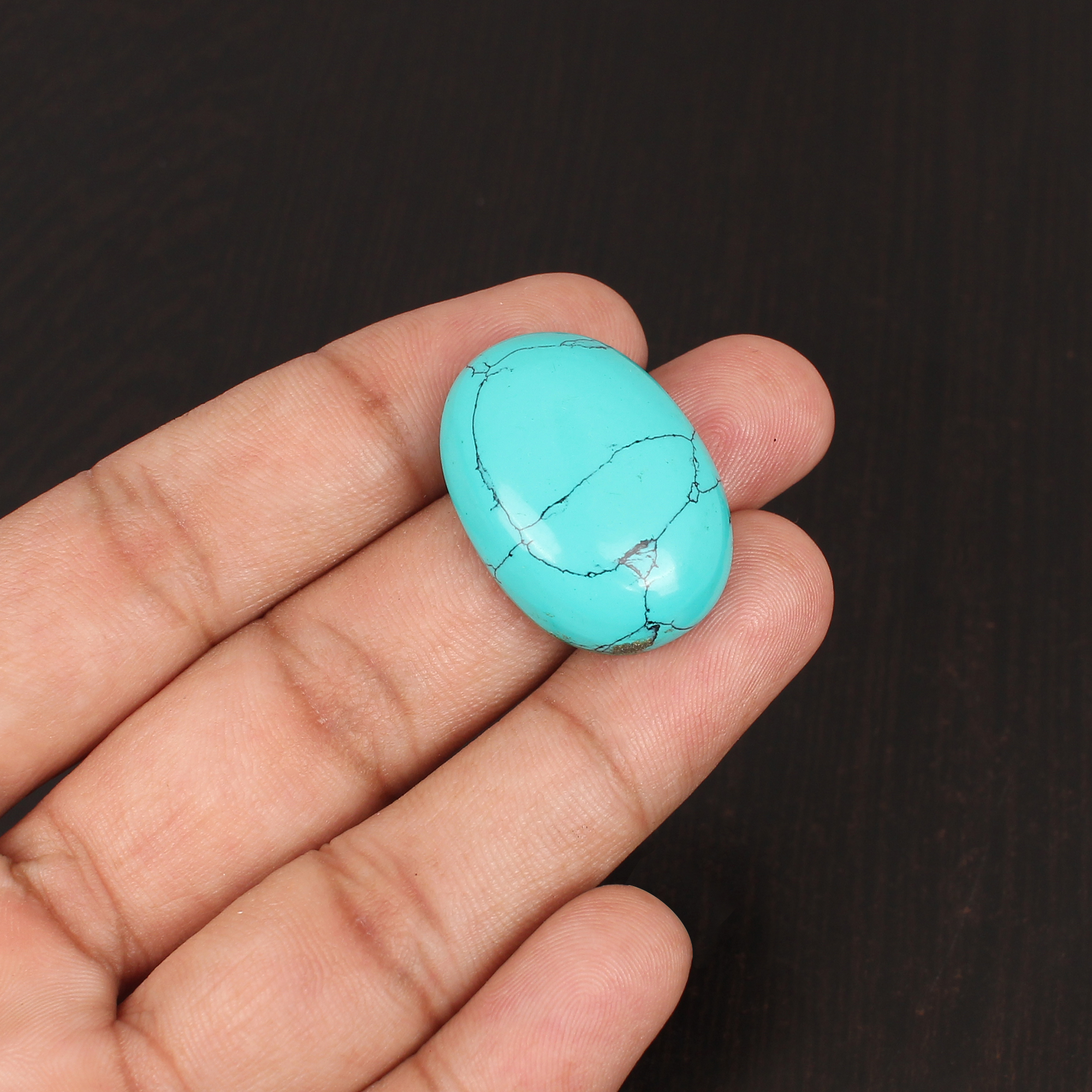 Green Synthetic Turquoise Gemstone Cabochon Cut 36 Carat 29x21 mm Loose Stone for Jewelry Making