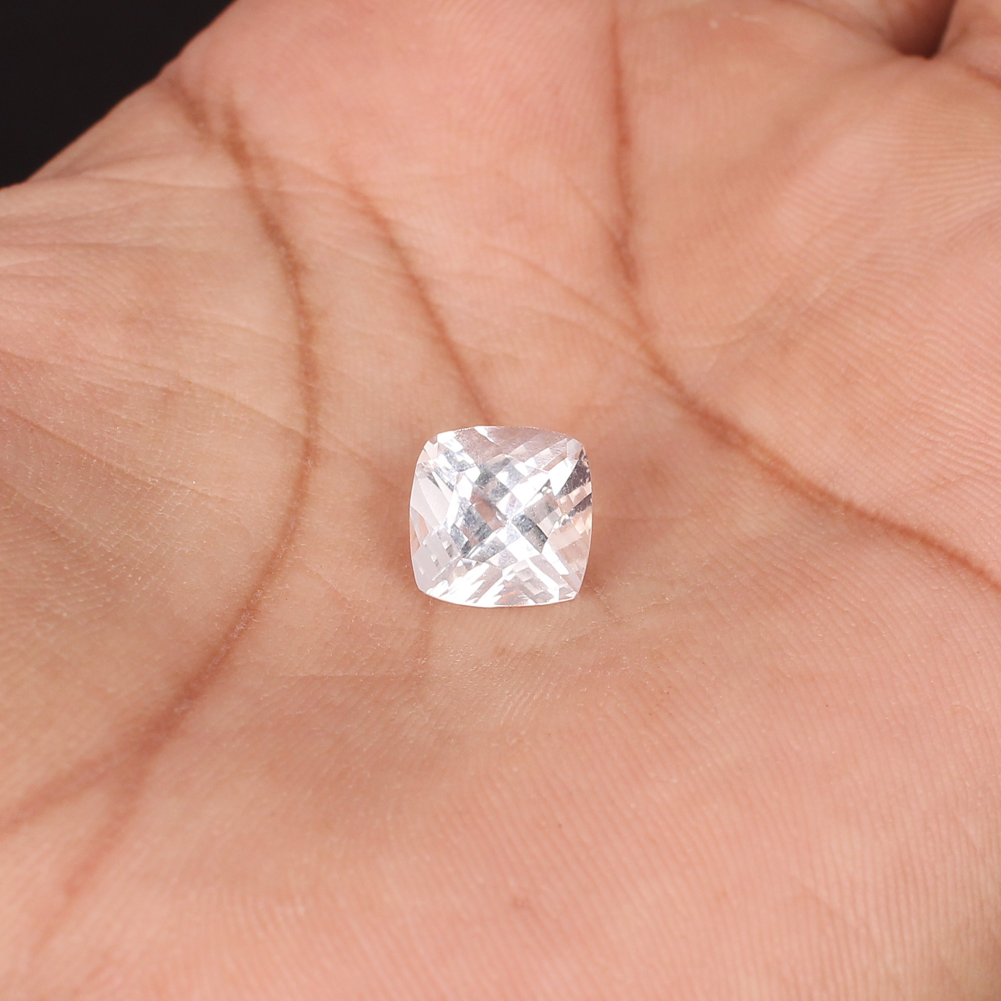 Natural Crystal Quartz 10x10mm Cushion Concave Cut 445 Cts Gemstone For Making Jewelry