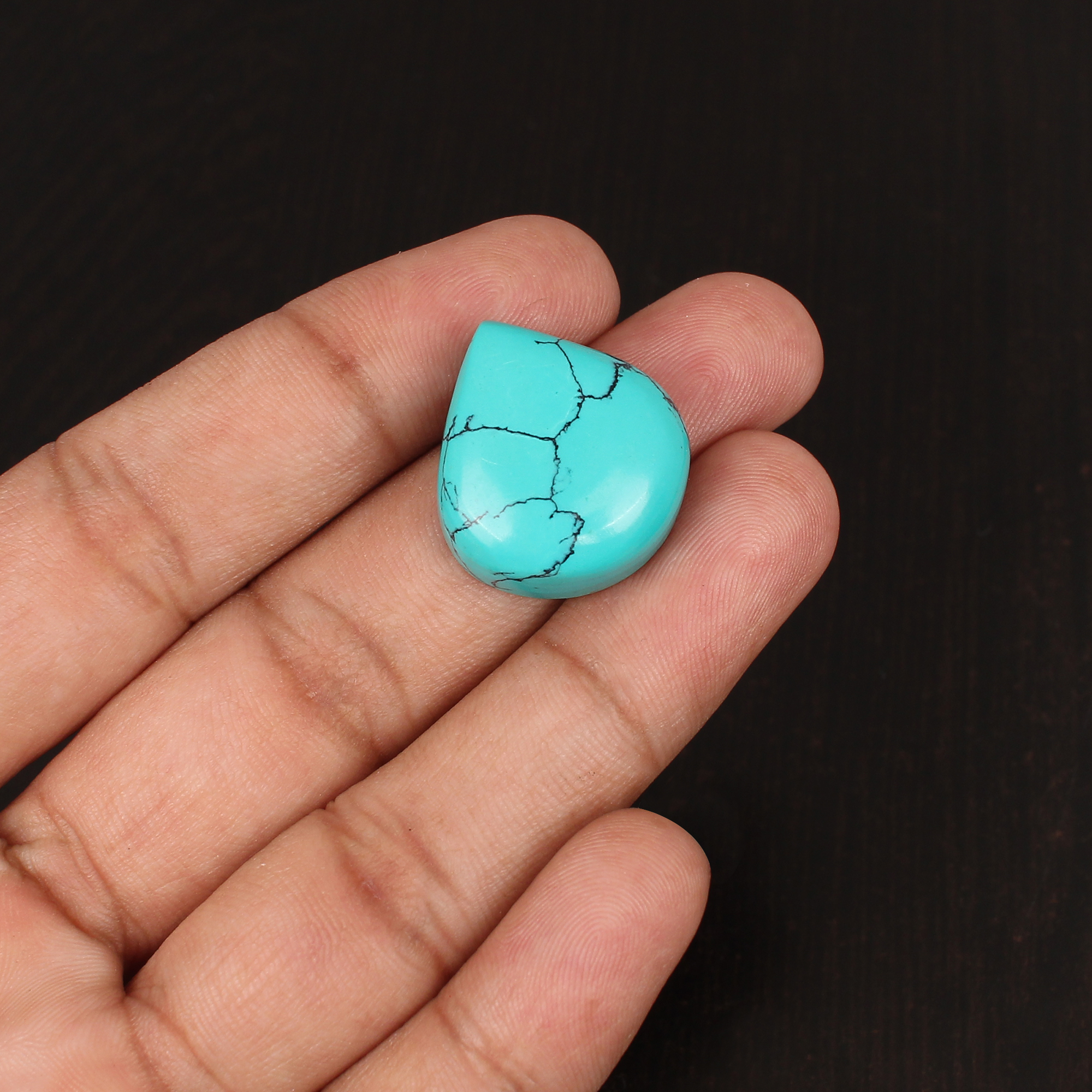 Green Synthetic Turquoise Gemstone Cabochon Cut 25 Carat 23x20 mm Loose Stone for Jewelry Making