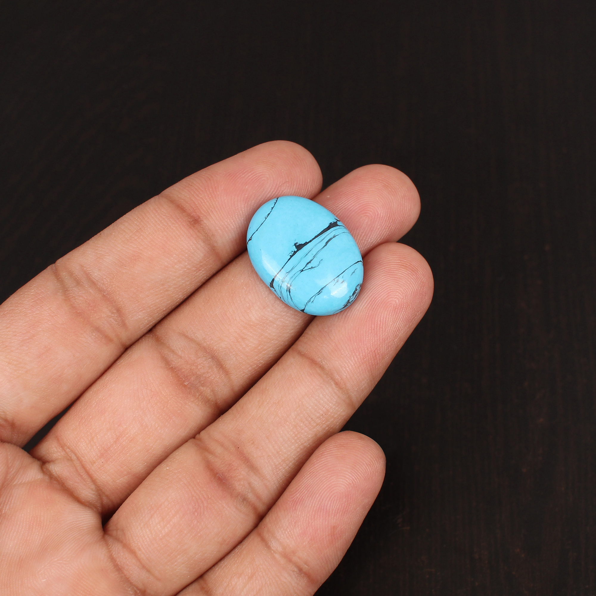 Blue Synthetic Turquoise Gemstone Cabochon Cut 105 Carat 22x16 mm Loose Stone for Jewelry Making
