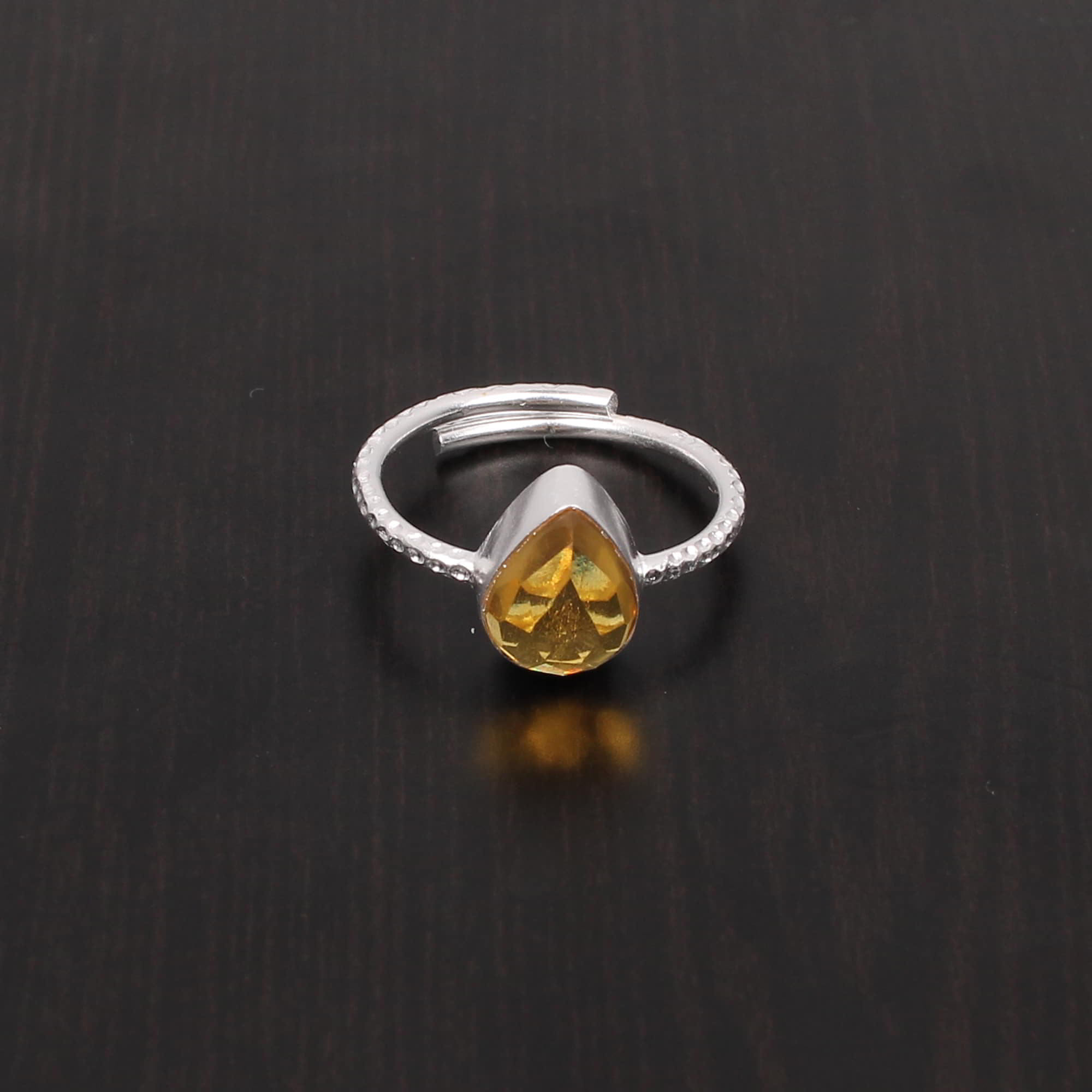 Citrine Hydro 10x7mm Pear Rose Cut 231Gram 925 Sterling Silver Ring