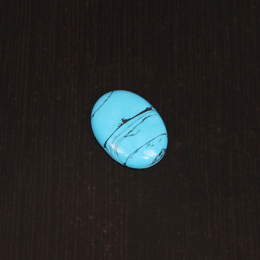 Image of Blue Synthetic Turquoise Gemstone Cabochon Cut 10.5 Carat 22x16 mm Loose Stone for Jewelry Making