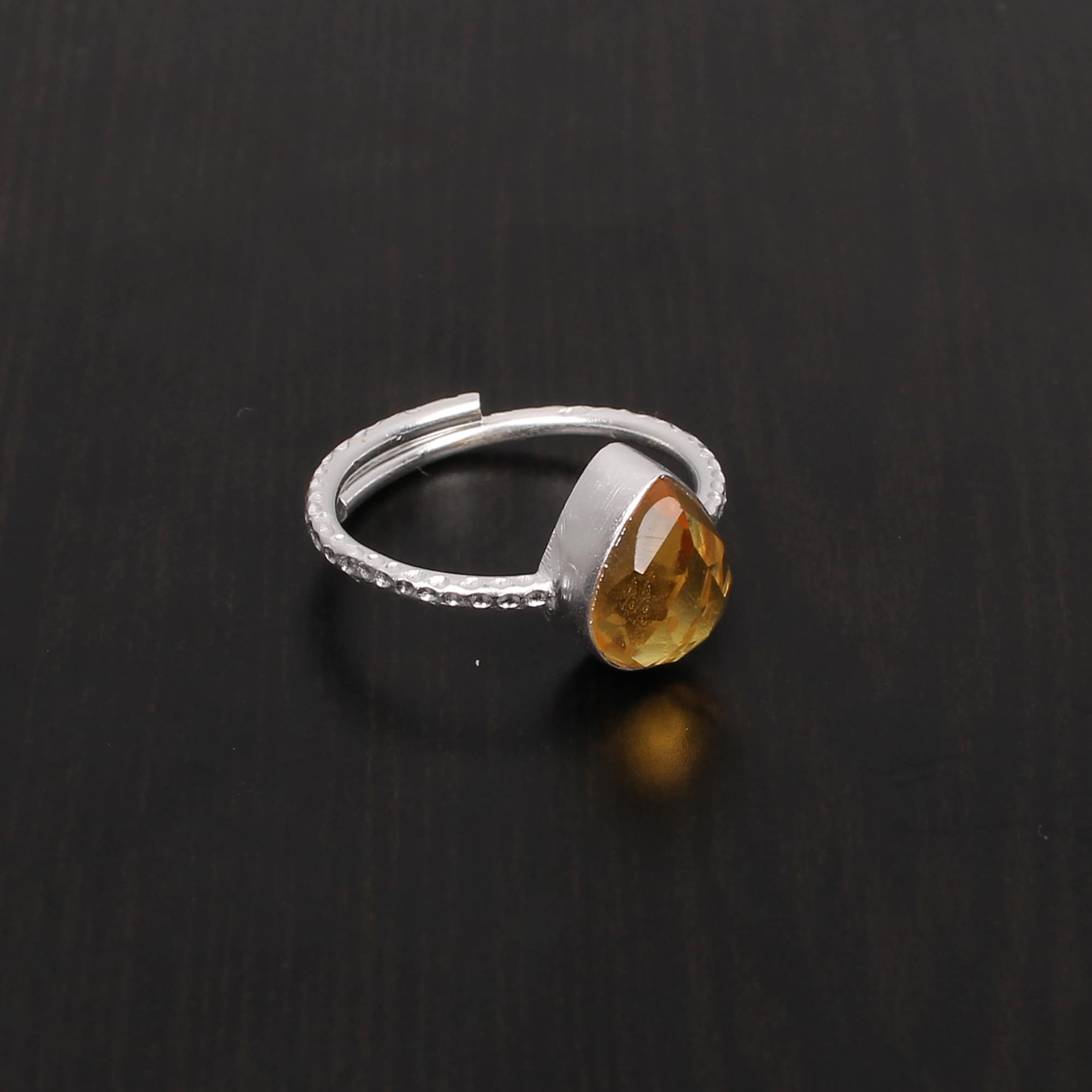 Citrine Hydro 10x7mm Pear Rose Cut 231Gram 925 Sterling Silver Ring