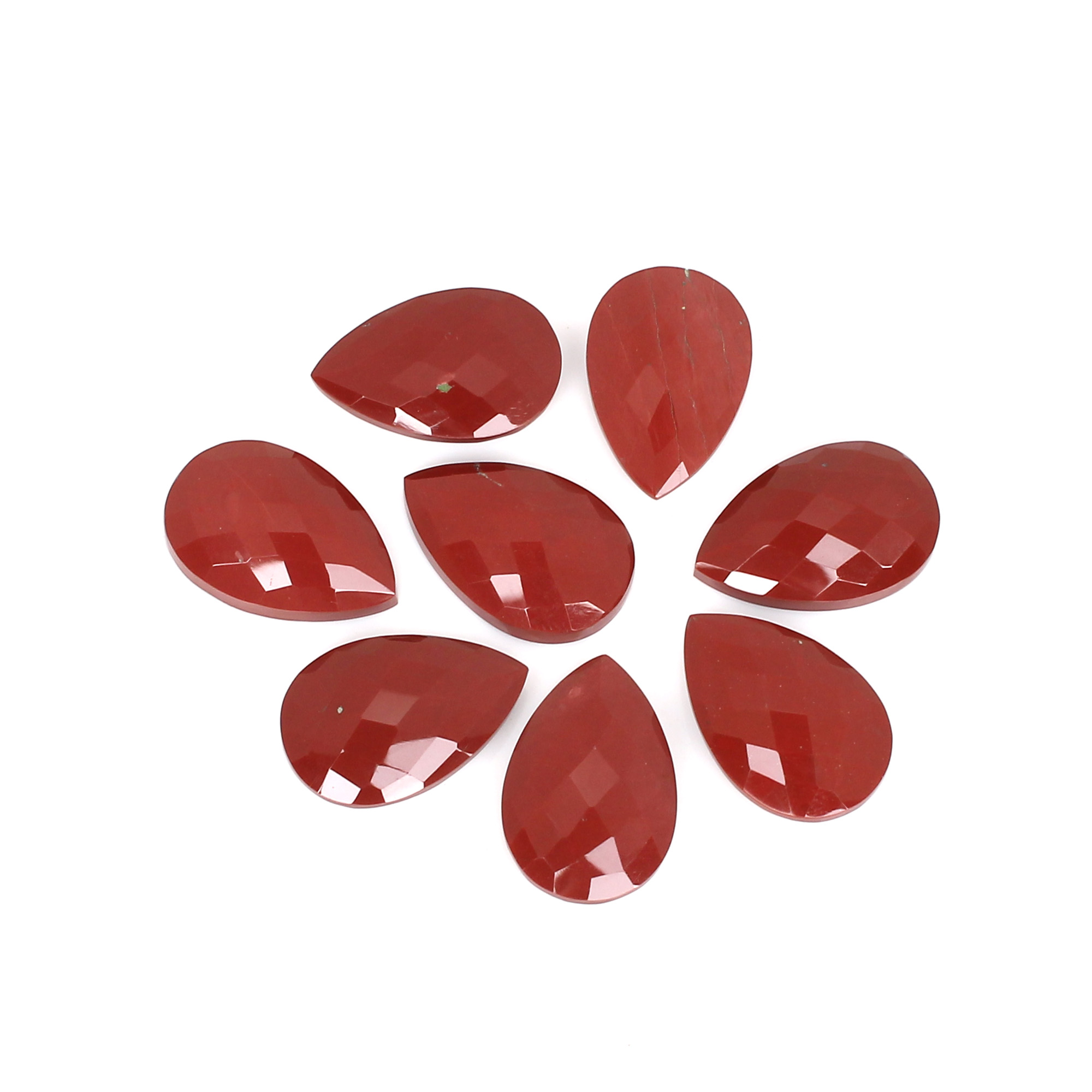 8Pes Red Jasper 16x24mm Pear Briollet Cut 119Cts