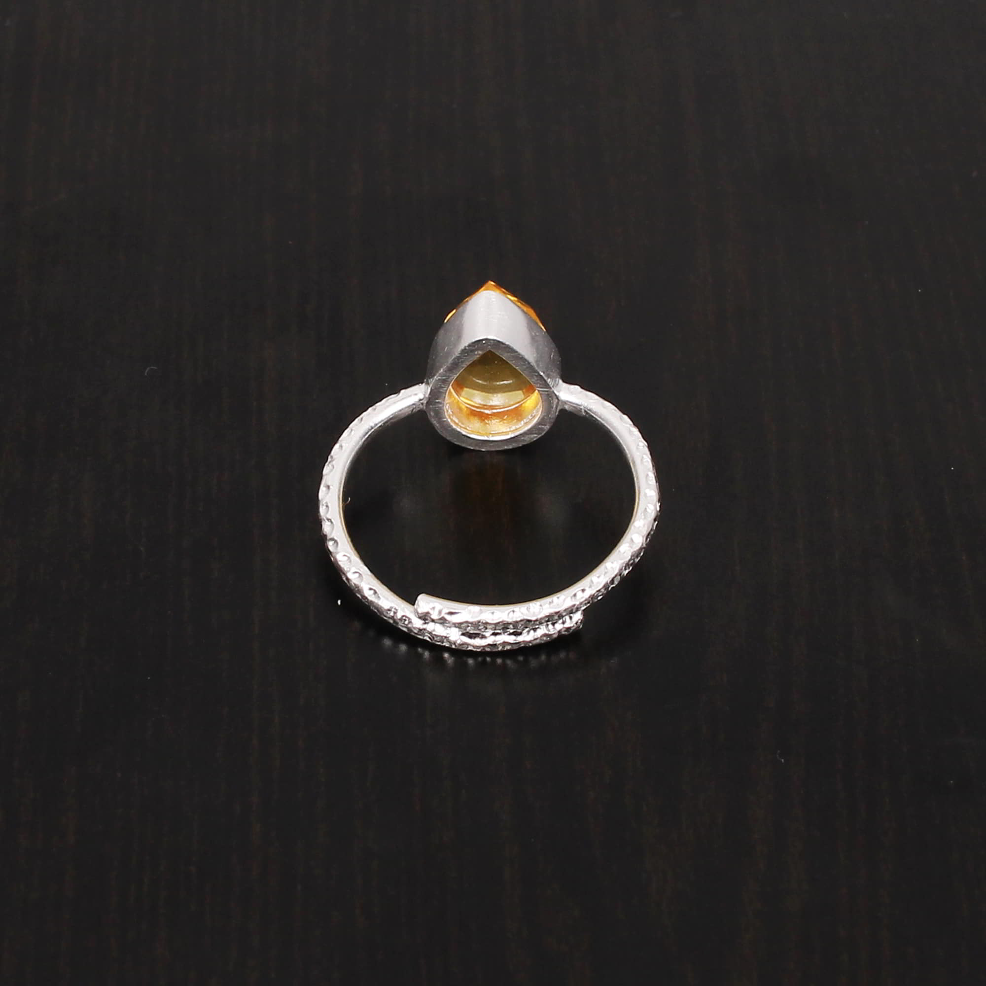 Citrine Hydro 10x7mm Pear Rose Cut 231Gram 925 Sterling Silver Ring