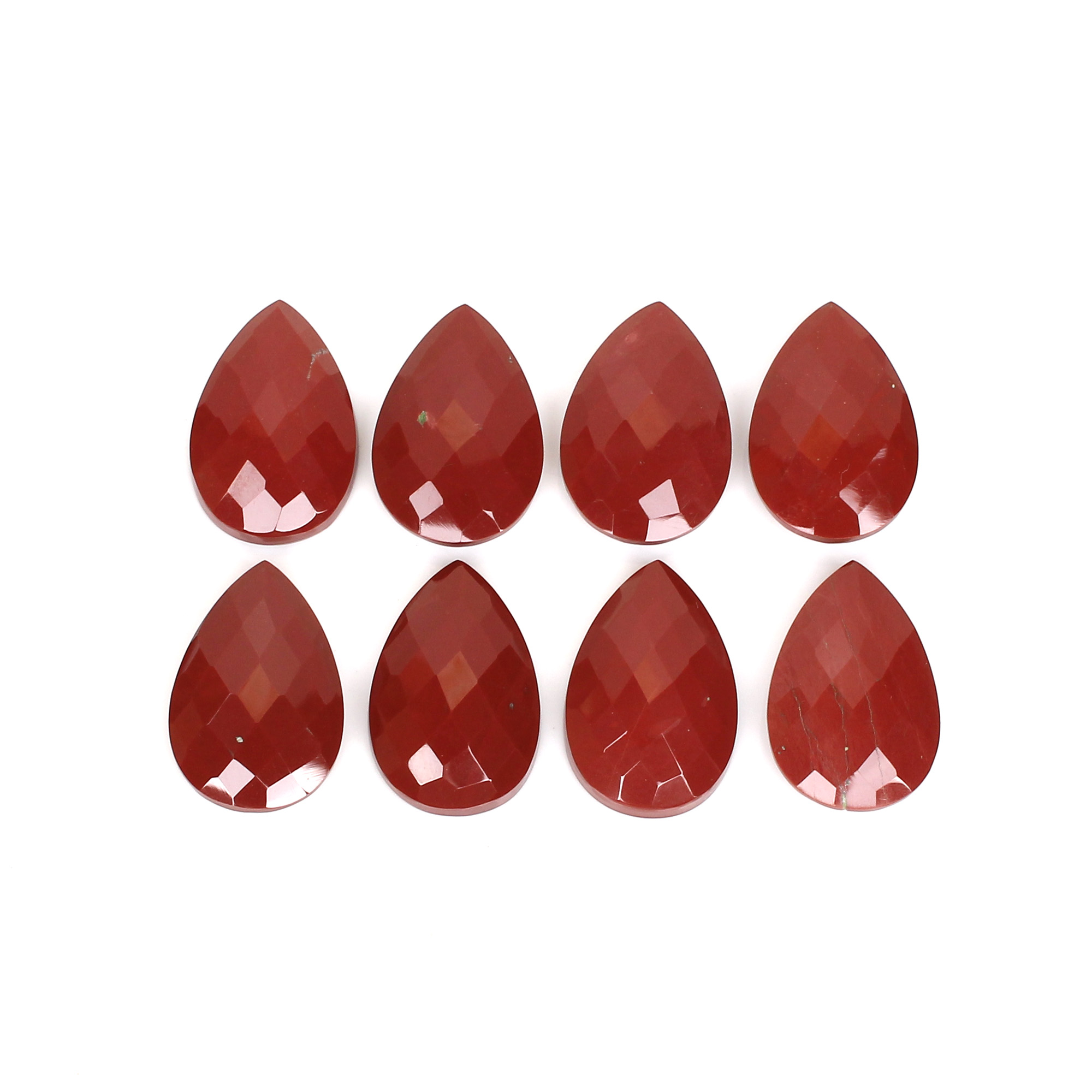 8Pes Red Jasper 16x24mm Pear Briollet Cut 119Cts