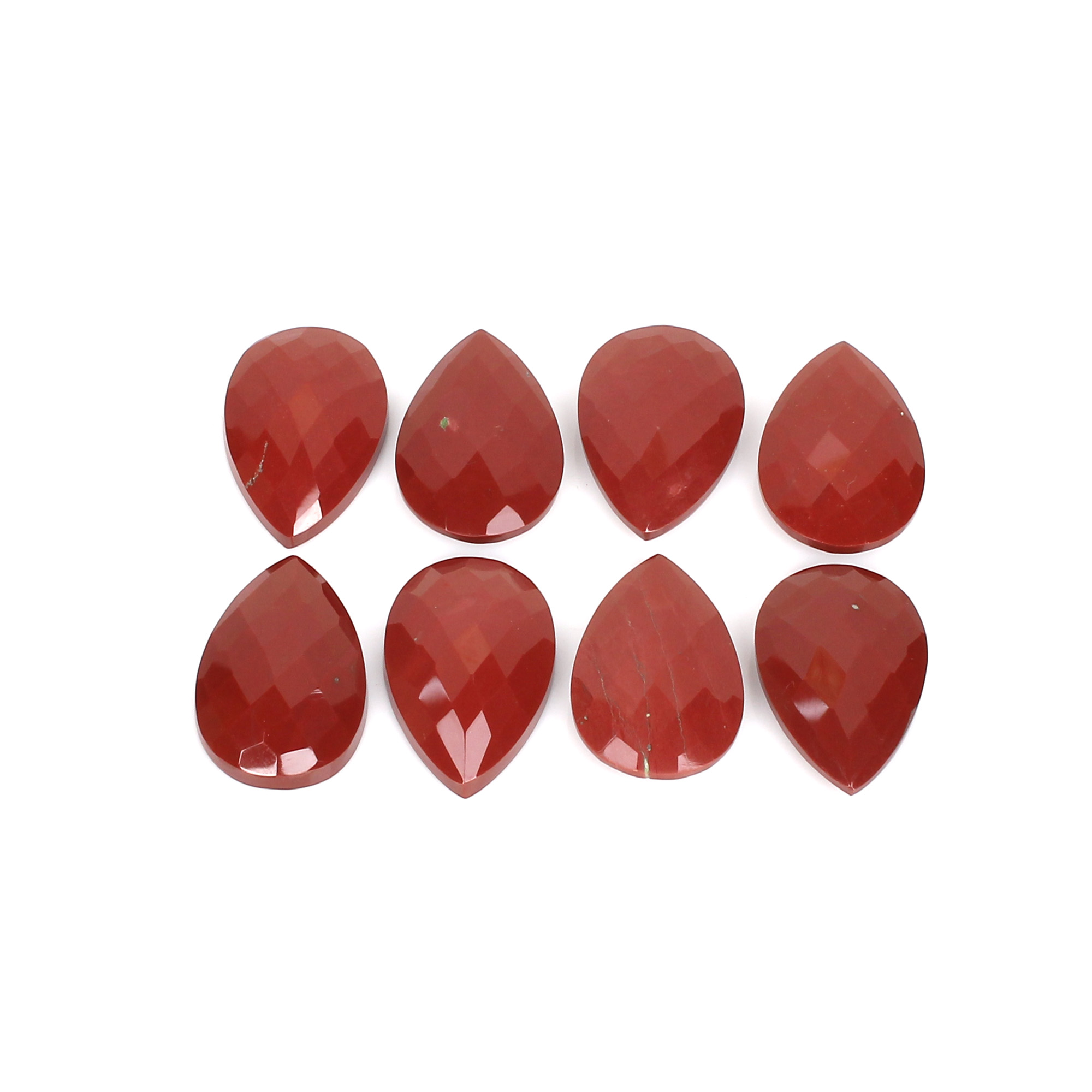 8Pes Red Jasper 16x24mm Pear Briollet Cut 119Cts