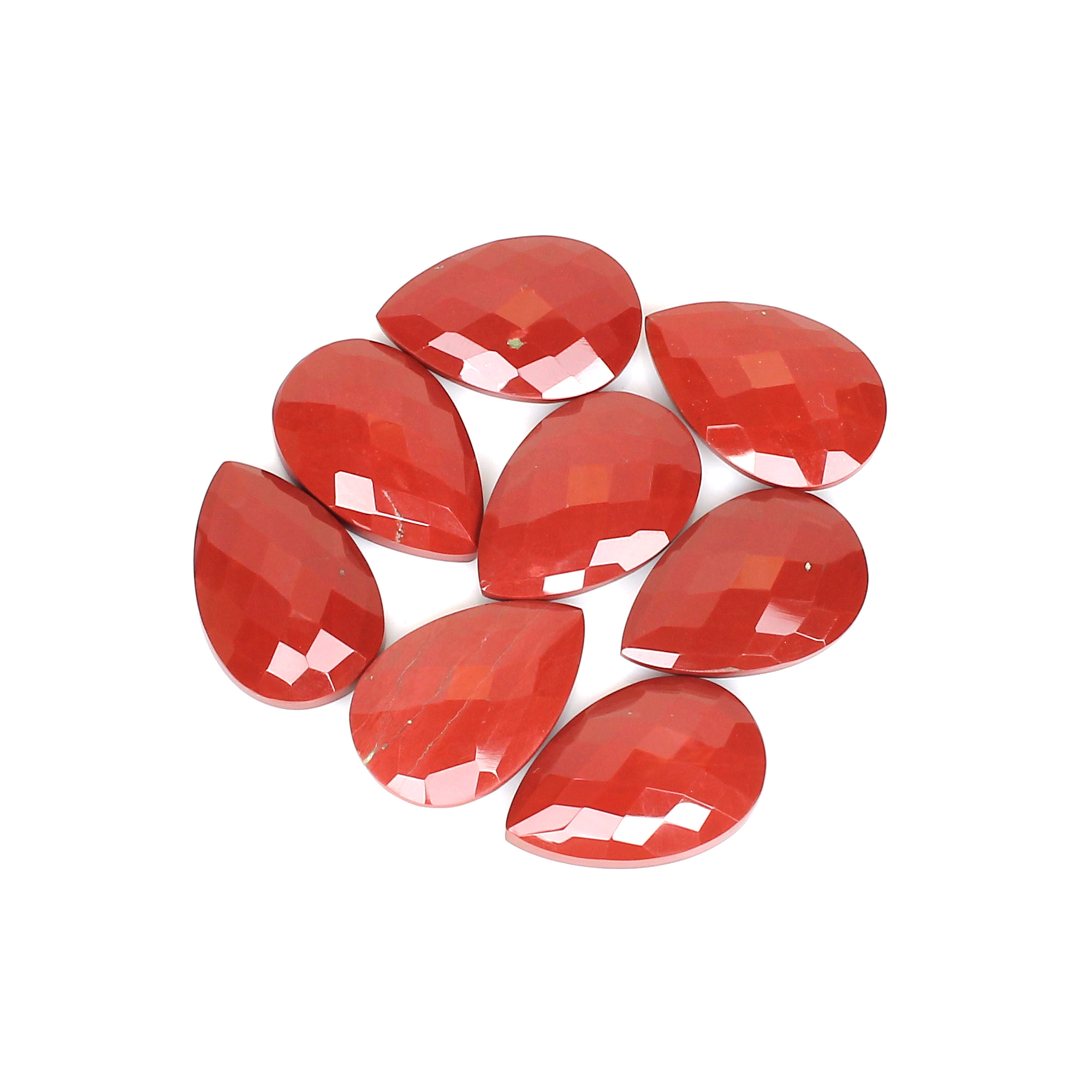 8Pes Red Jasper 16x24mm Pear Briollet Cut 119Cts