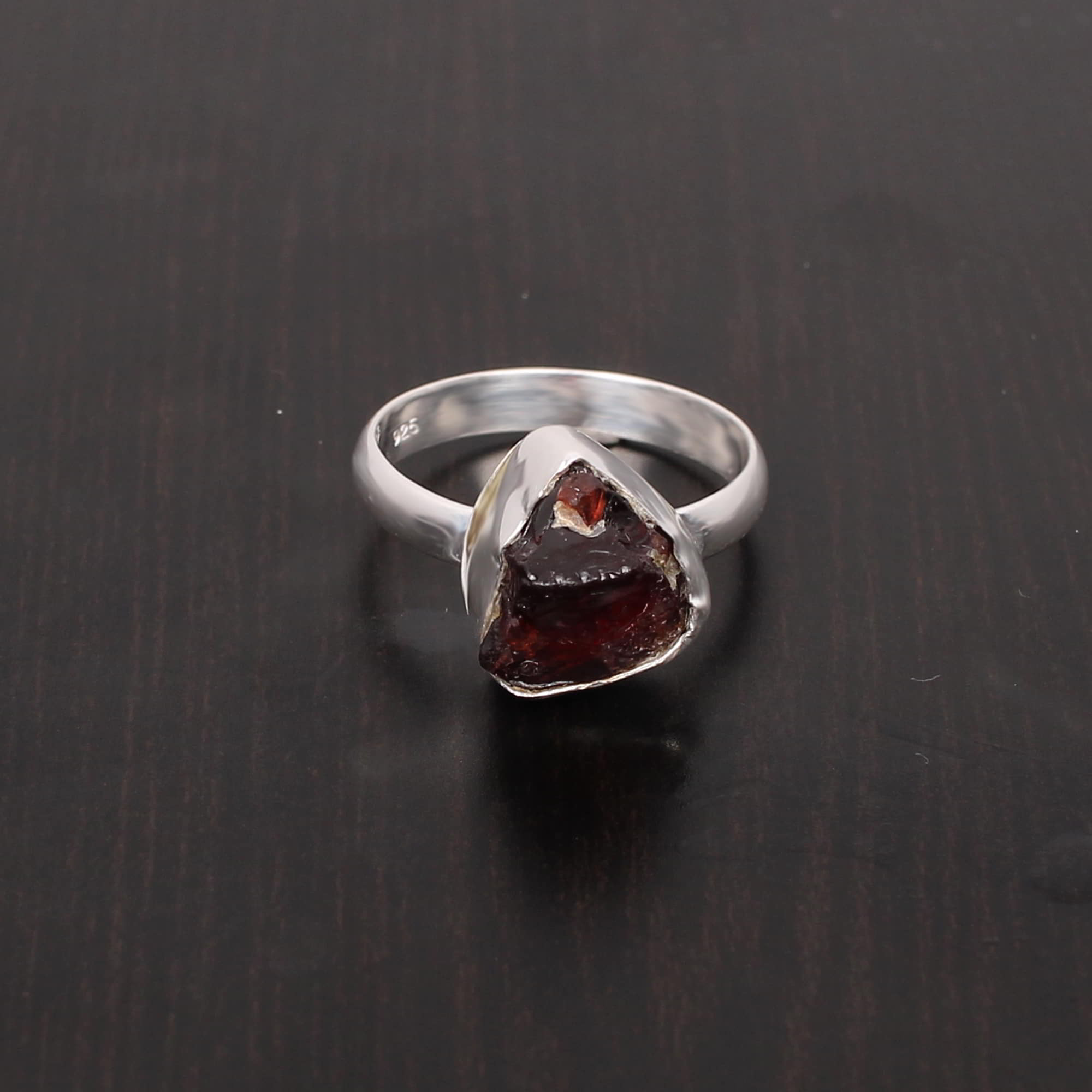 Natural Garnet 12x10mm Fancy Rough 348Gram 925 Sterling Silver Ring