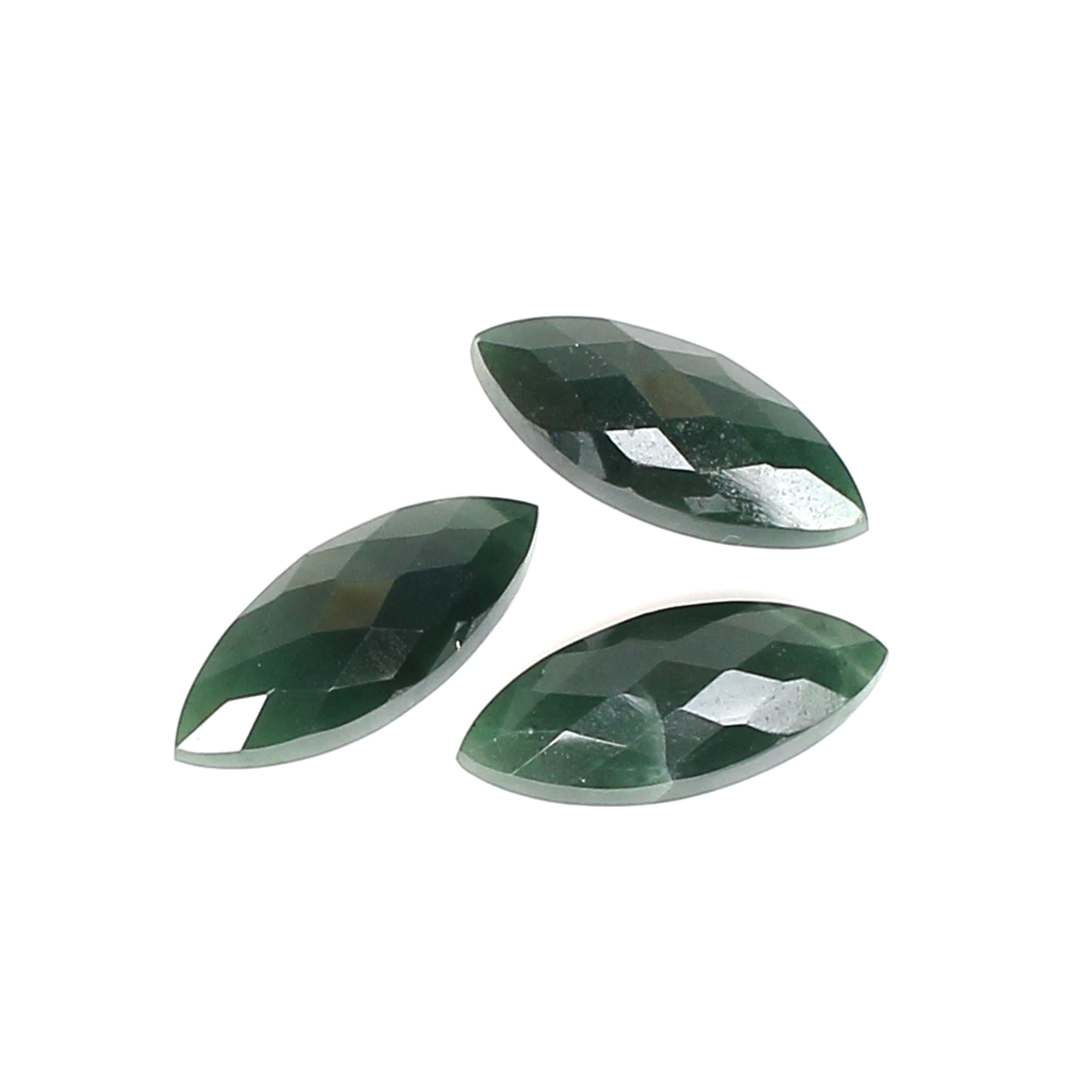 3Pcs Dark Mica Aventurine 14x7mm Marquise Checker Cut 1060cts