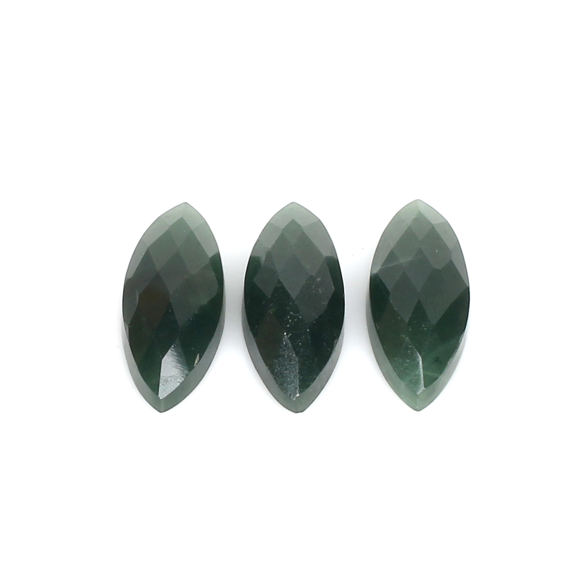 3Pcs Dark Mica Aventurine 14x7mm Marquise Checker Cut 1060cts