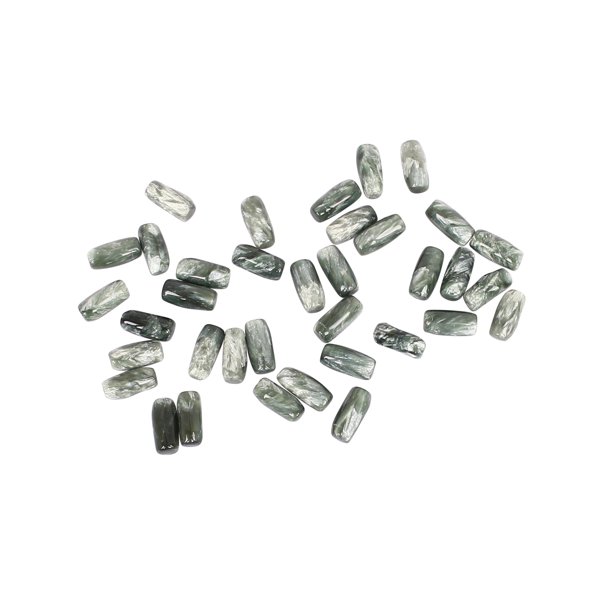Natural Seraphinite Gemstone 110 Carat 8x4 mm Smooth Bullet Shape for Jewelry Making