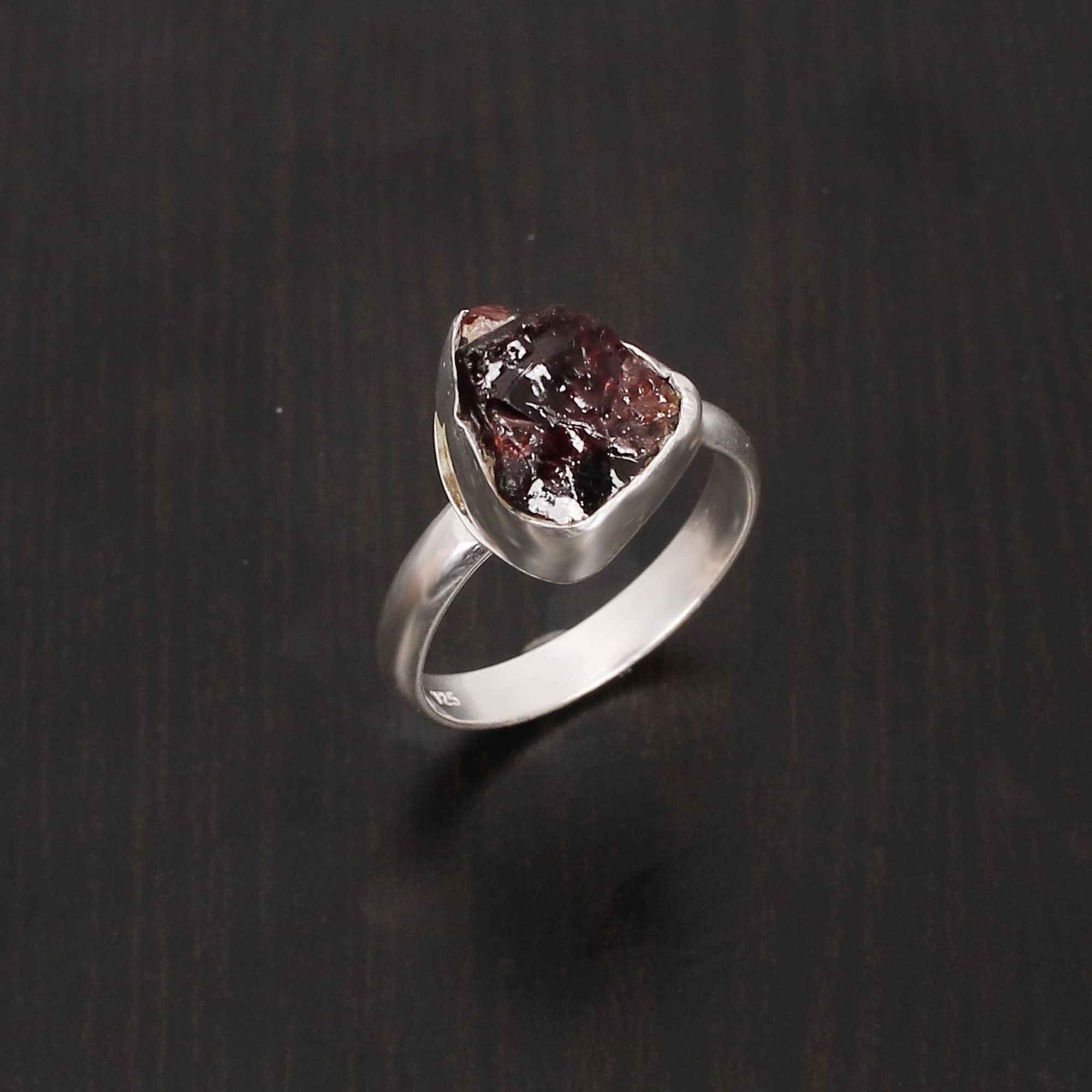 Natural Garnet 12x10mm Fancy Rough 348Gram 925 Sterling Silver Ring