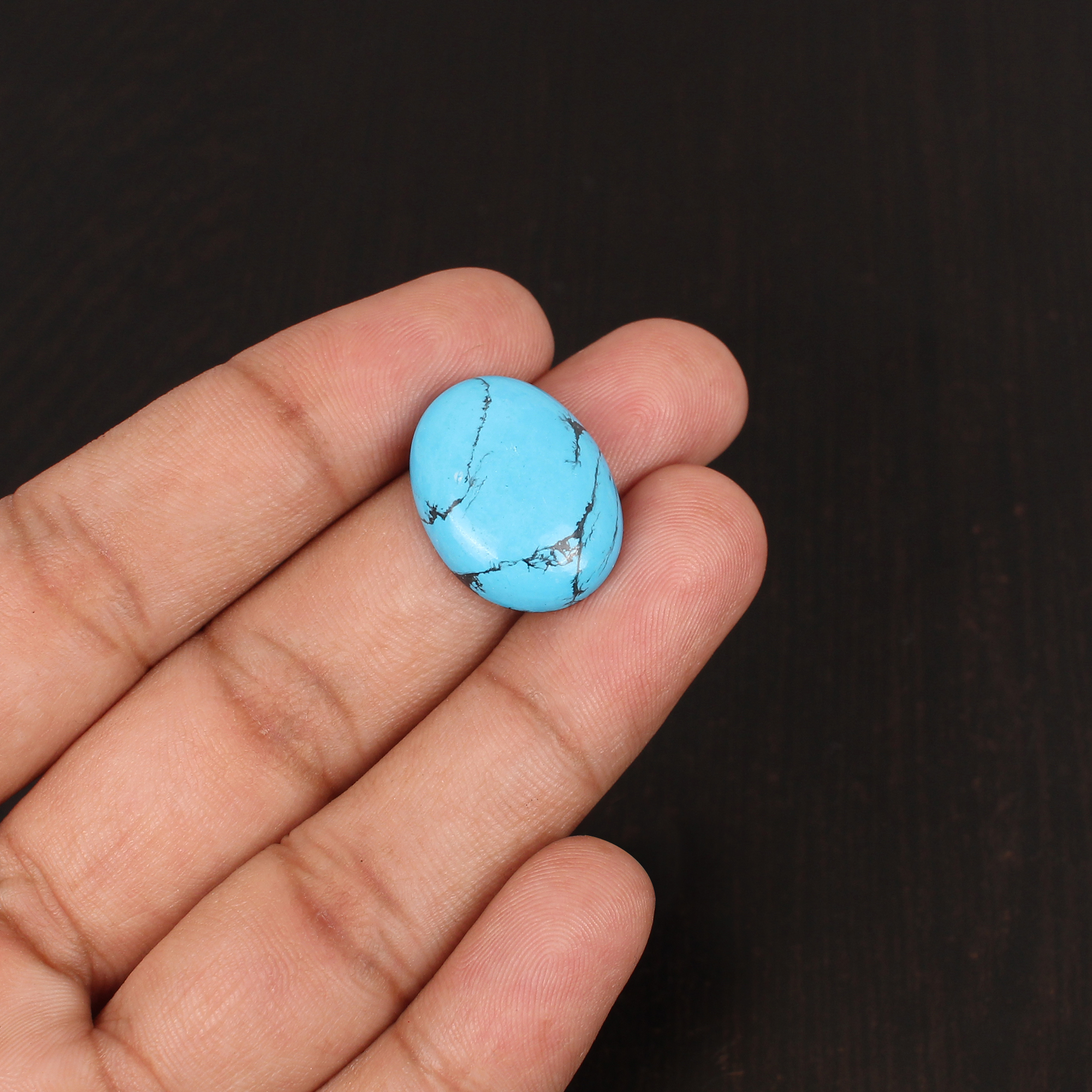 Blue Synthetic Turquoise Gemstone Cabochon Cut 105 Carat 21x16 mm Loose Stone for Jewelry Making