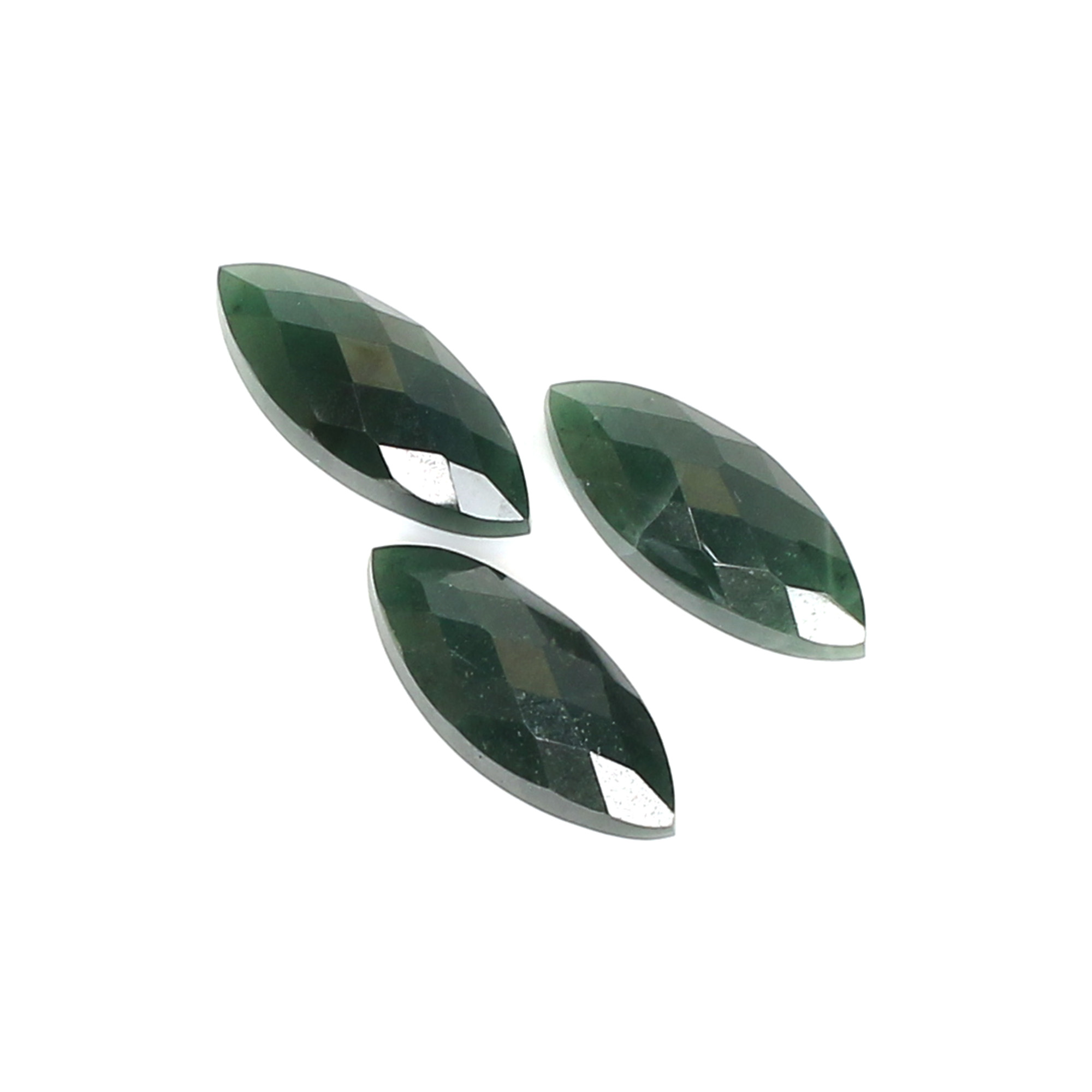 3Pcs Dark Mica Aventurine 14x7mm Marquise Checker Cut 1060cts