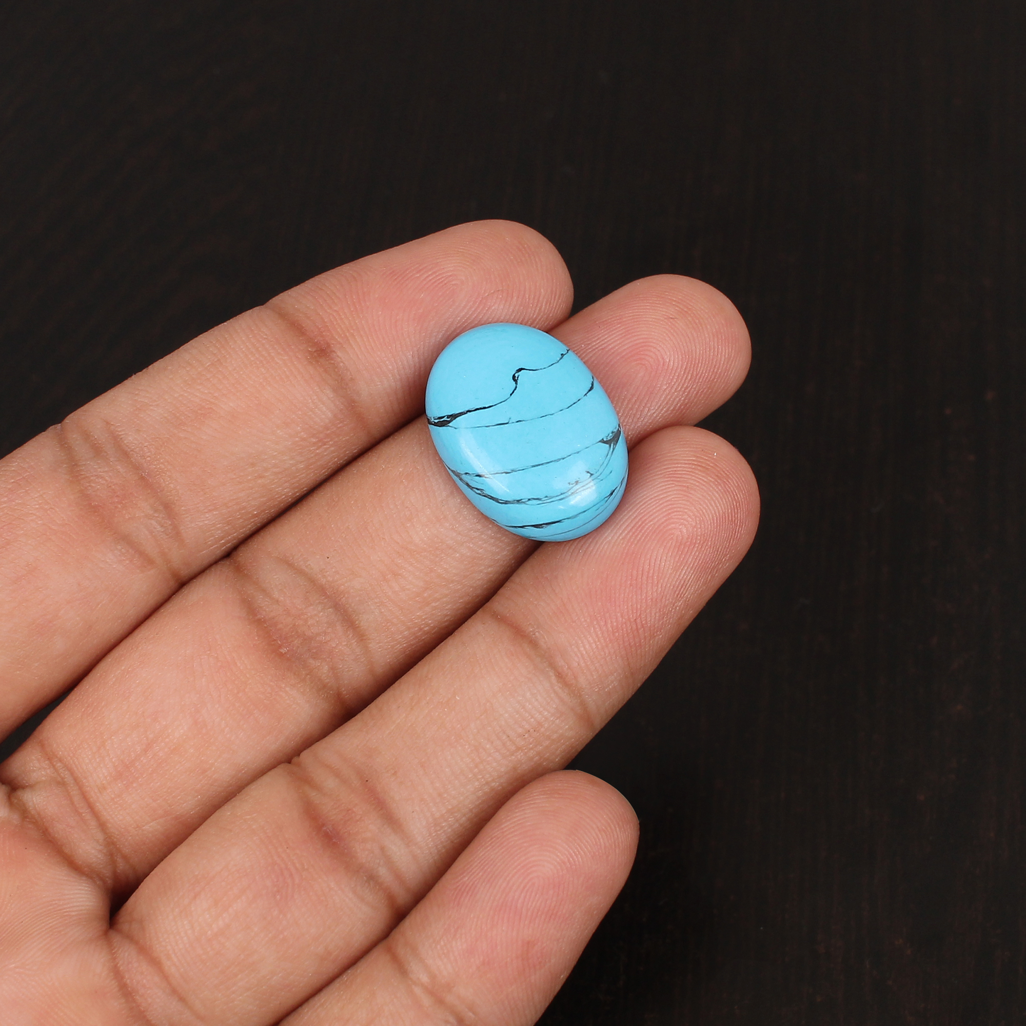 Blue Synthetic Turquoise Gemstone Cabochon Cut 11 Carat 21x16 mm Loose Stone for Jewelry  Making