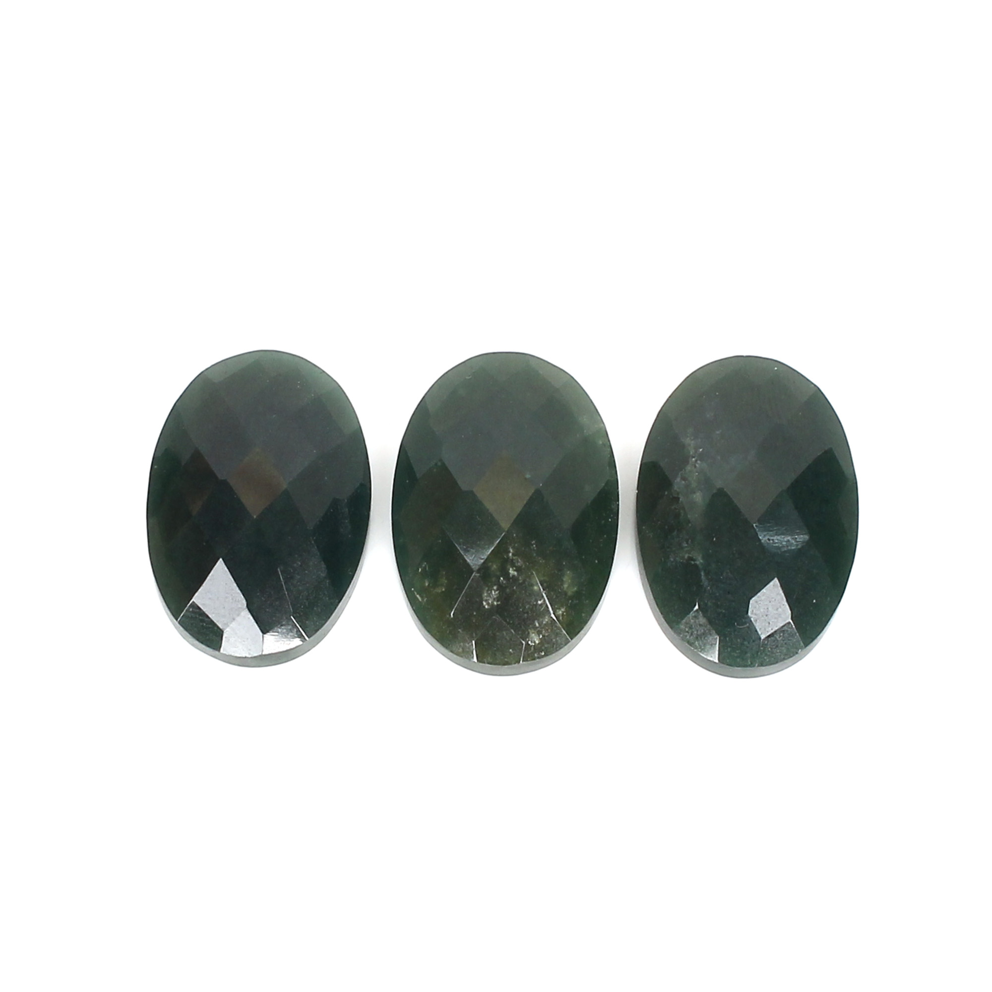 3Pcs Dark Mica Aventurine 17x25mm Oval Checker Cut 6180cts