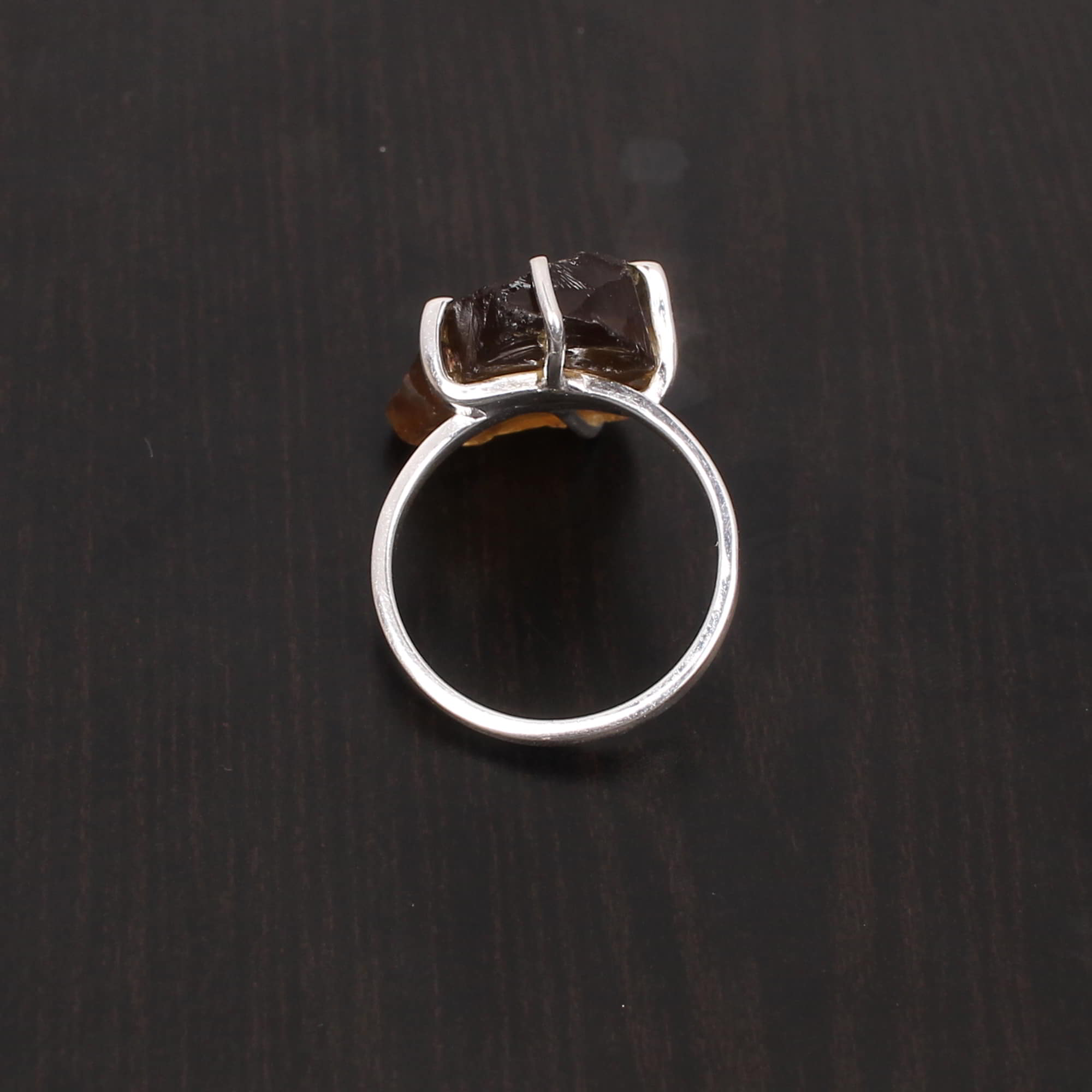 Cognac Quartz 21x11mm Fancy Rough 464Gram 925 Sterling Silver Ring