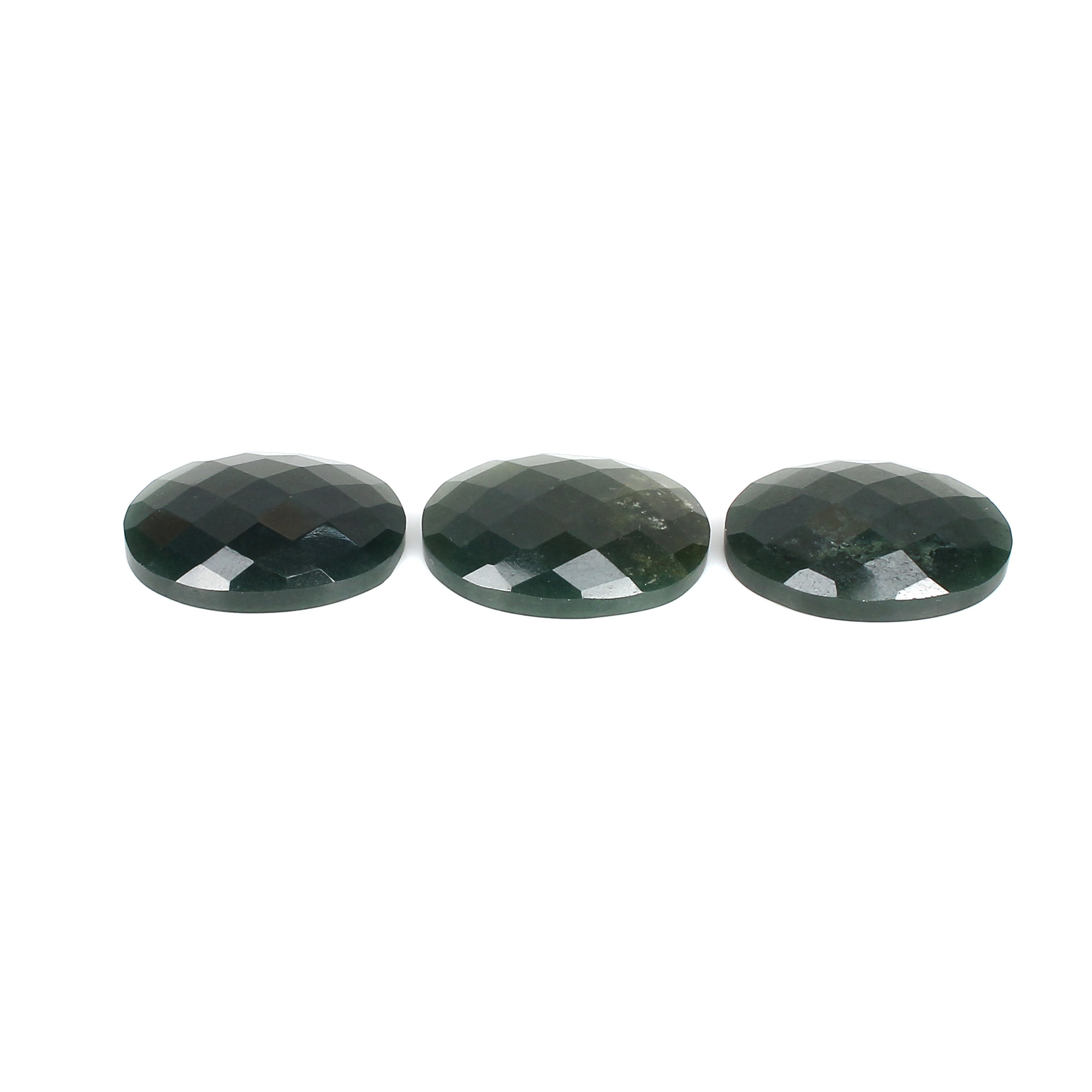 3Pcs Dark Mica Aventurine 17x25mm Oval Checker Cut 6180cts