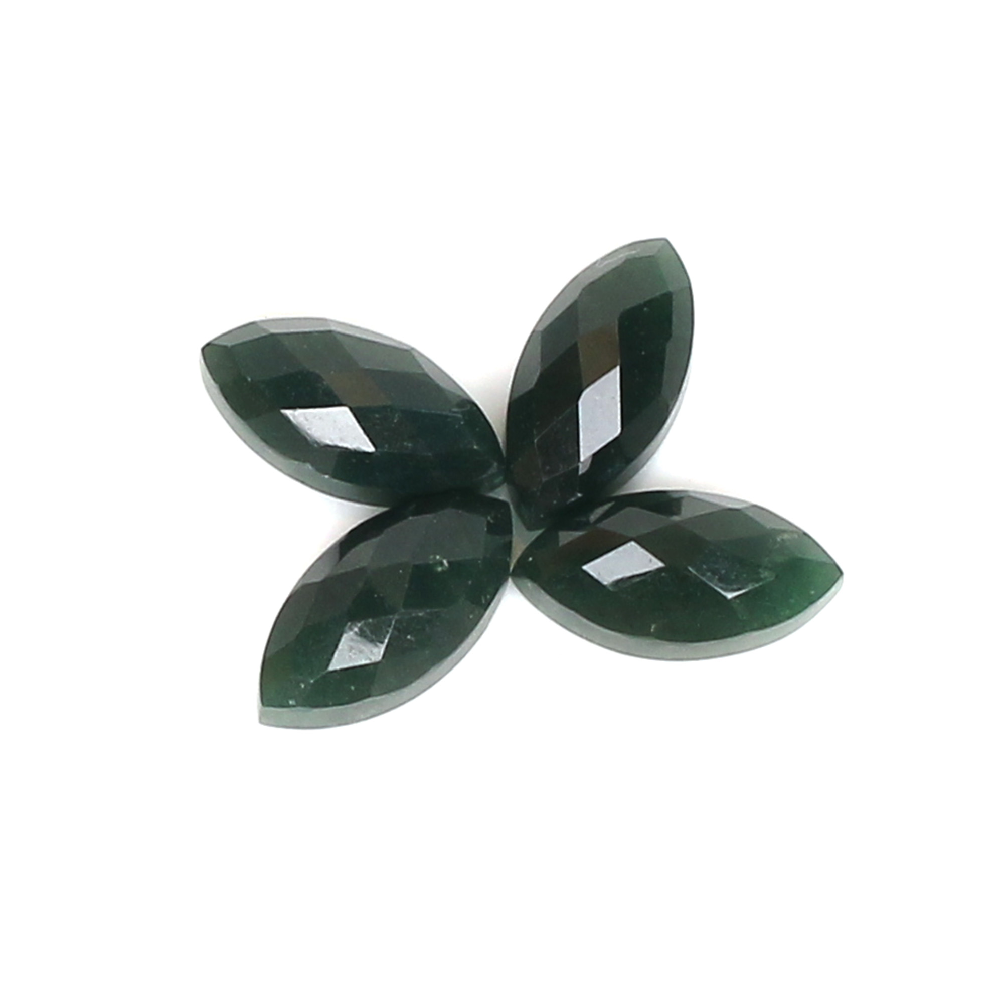 4Pcs Dark Mica Aventurine 7x14mm Marquise Checker Cut 1400Cts