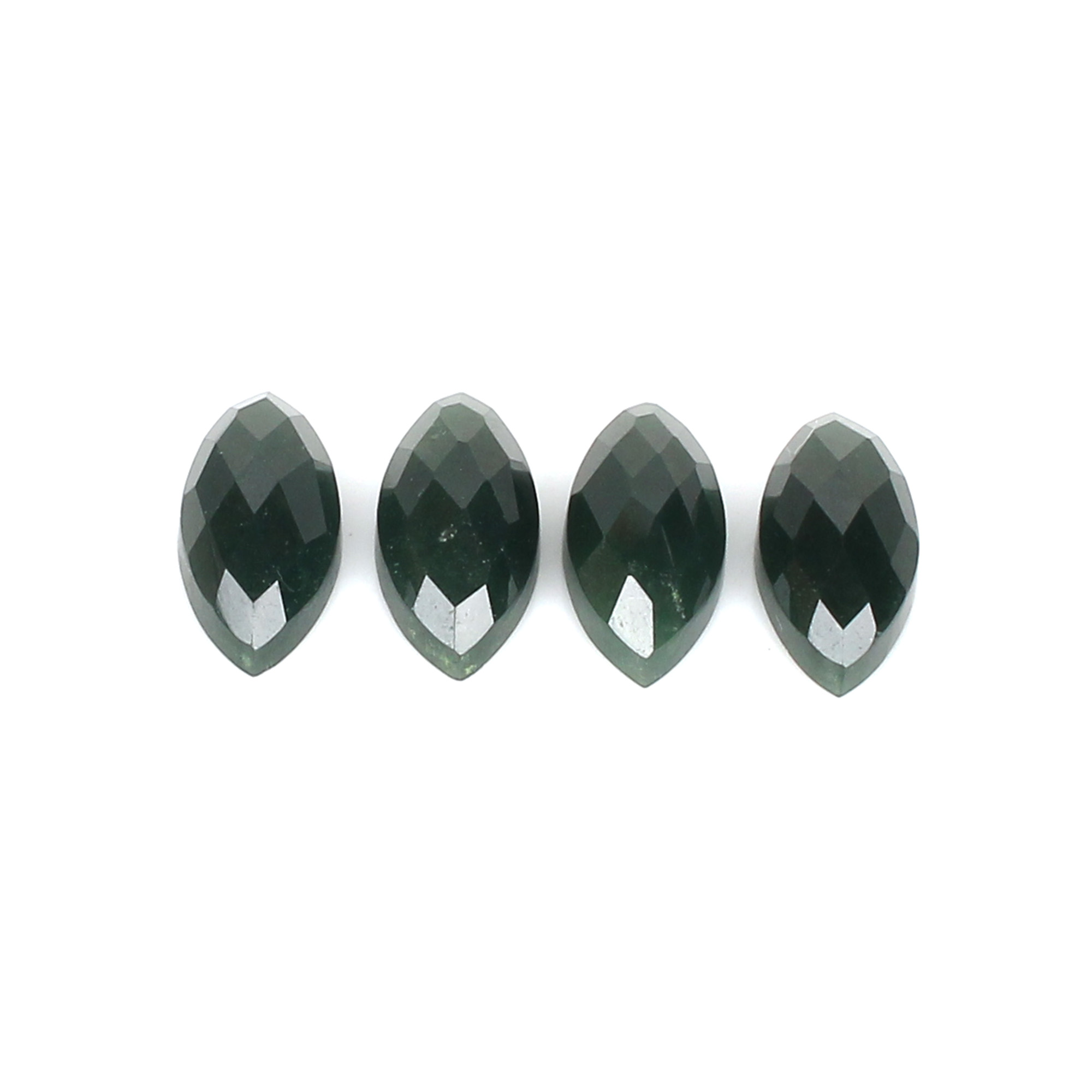 4Pcs Dark Mica Aventurine 7x14mm Marquise Checker Cut 1400Cts