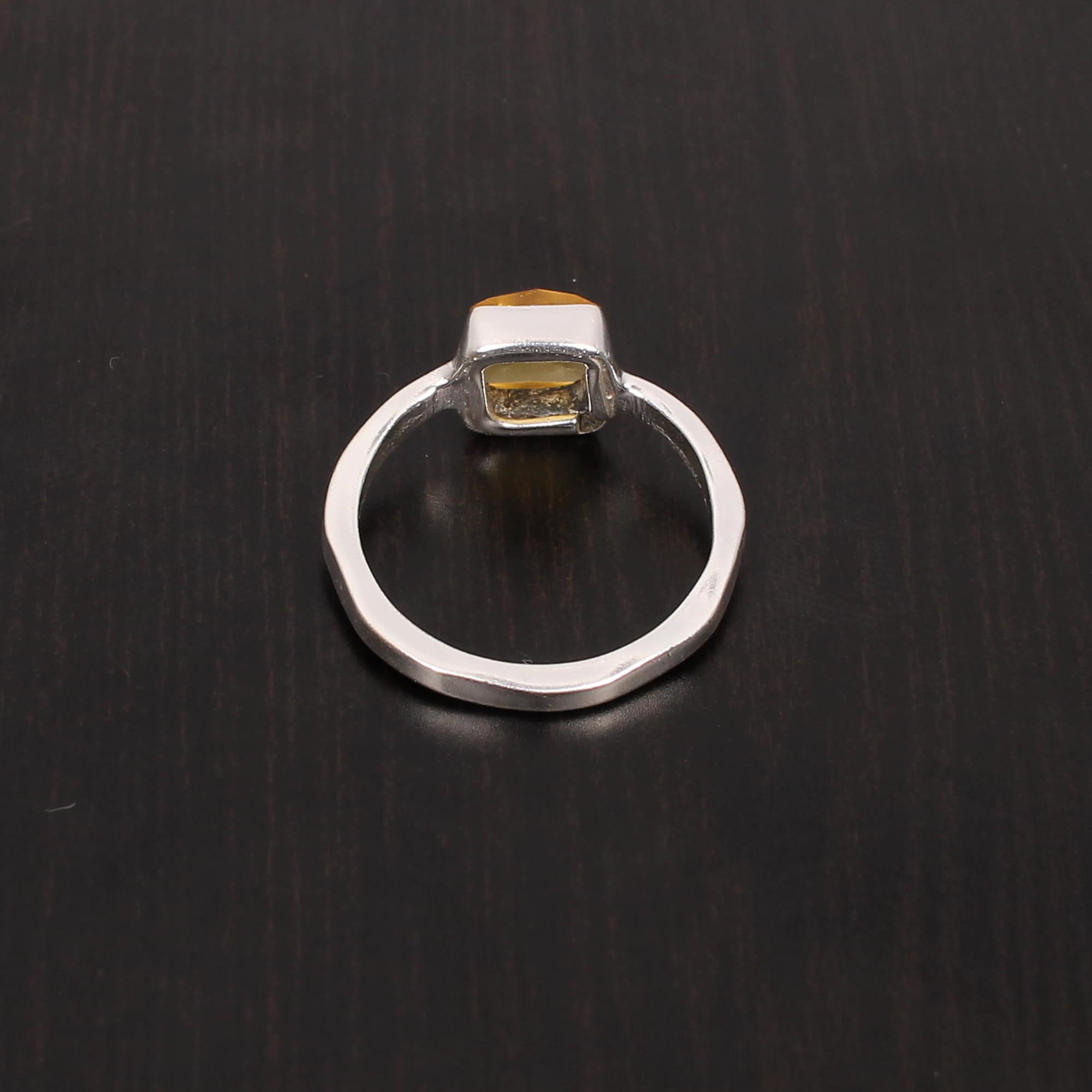 Citrine Hydro 7x7mm Cushion Rose Cut 290Gram 925 Sterling Silver Ring
