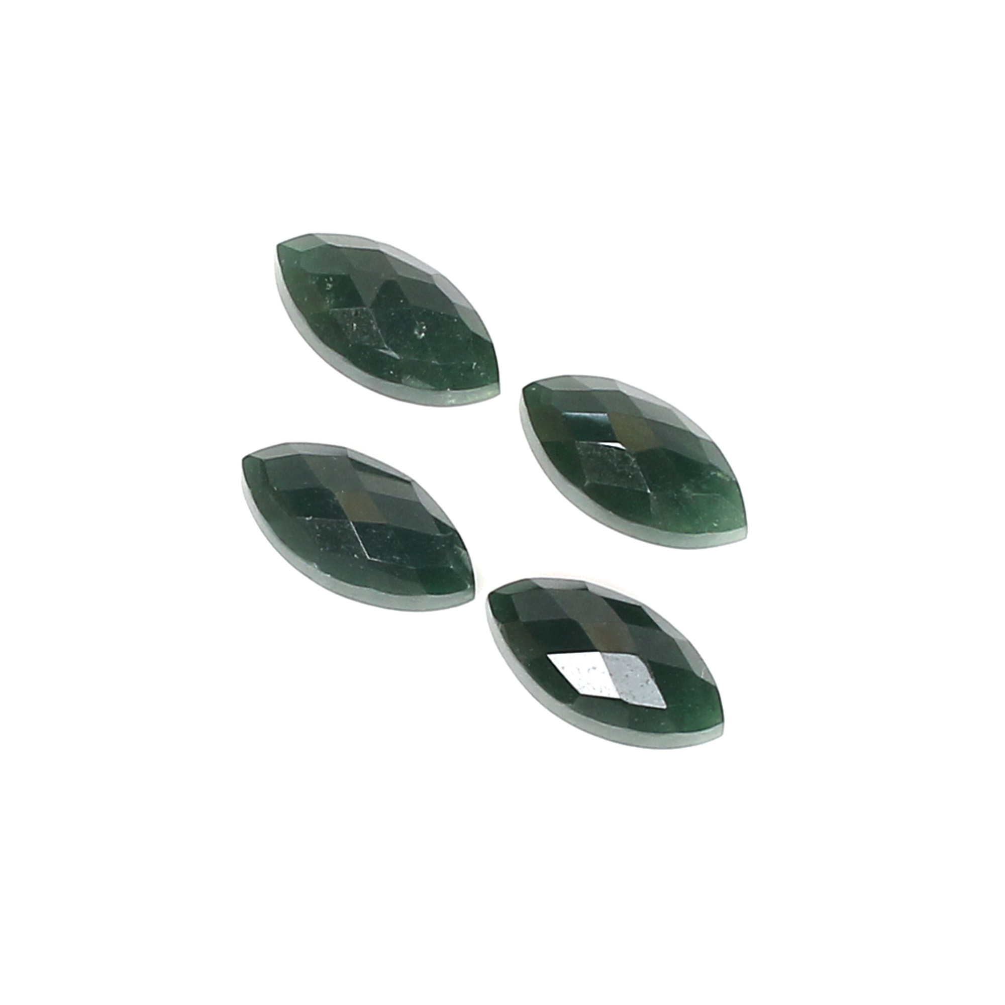 4Pcs Dark Mica Aventurine 7x14mm Marquise Checker Cut 1400Cts