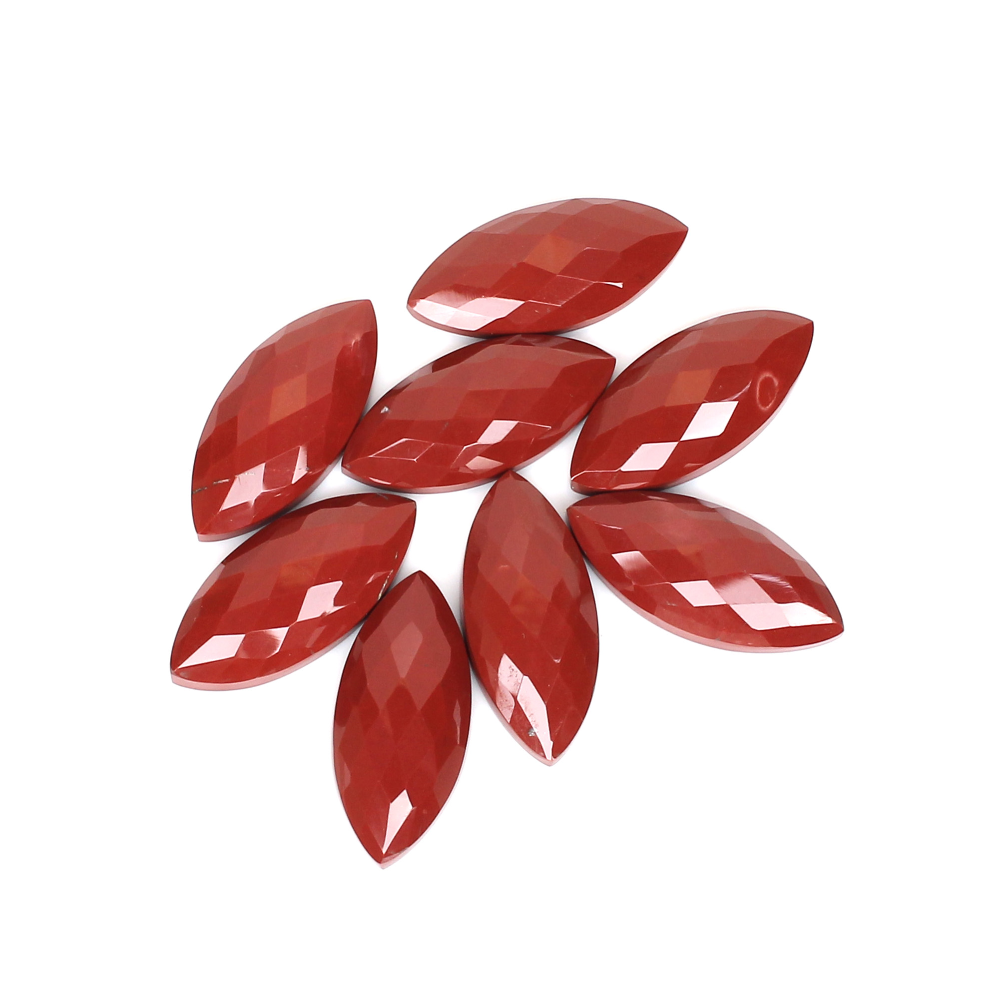 8Pes Red Jasper 13x29mm MarquiseChecker Cut 12630Cts