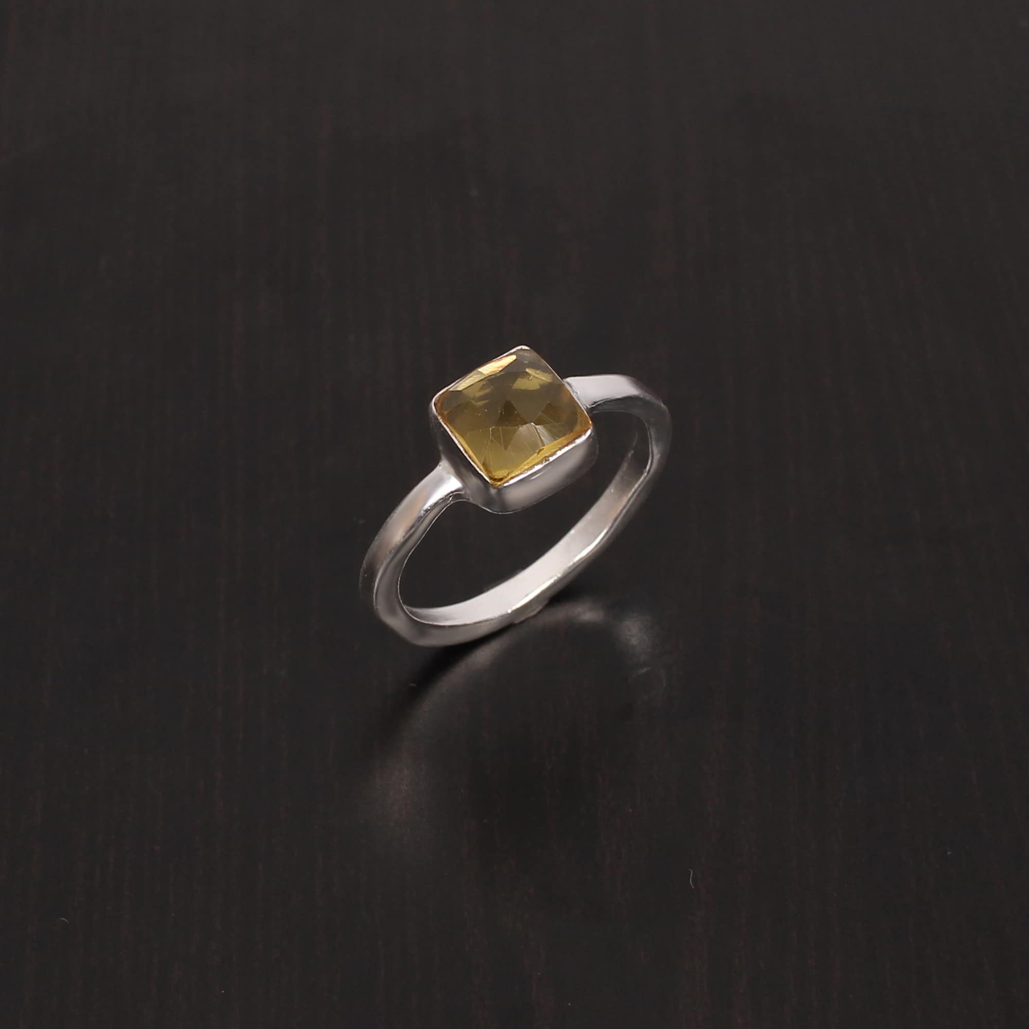 Citrine Hydro 7x7mm Cushion Rose Cut 290Gram 925 Sterling Silver Ring