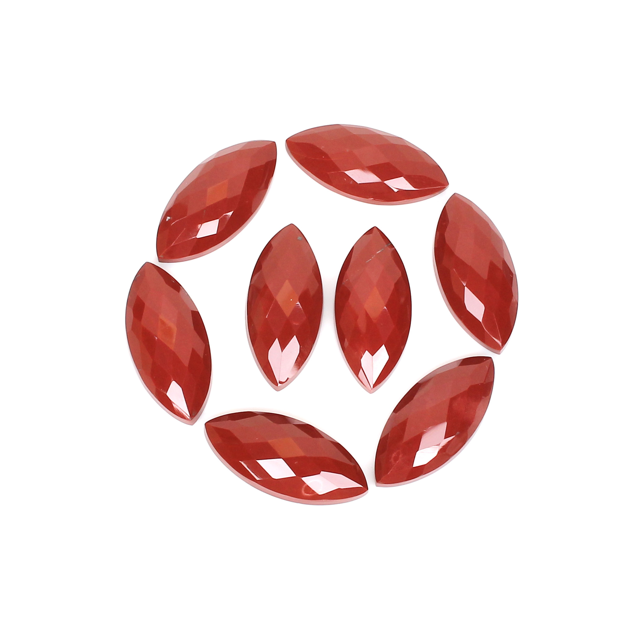 8Pes Red Jasper 13x29mm MarquiseChecker Cut 12630Cts