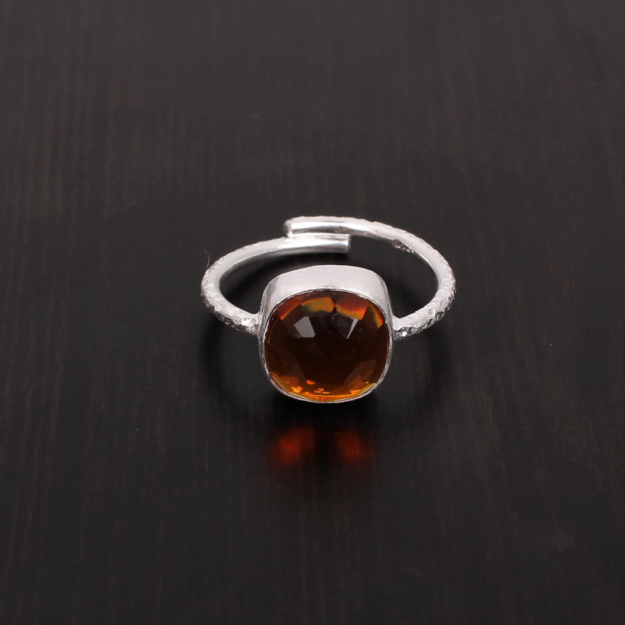 Dark Citrine 10x10mm Cushion Rose Cut 254Gram 925 Sterling Silver Ring