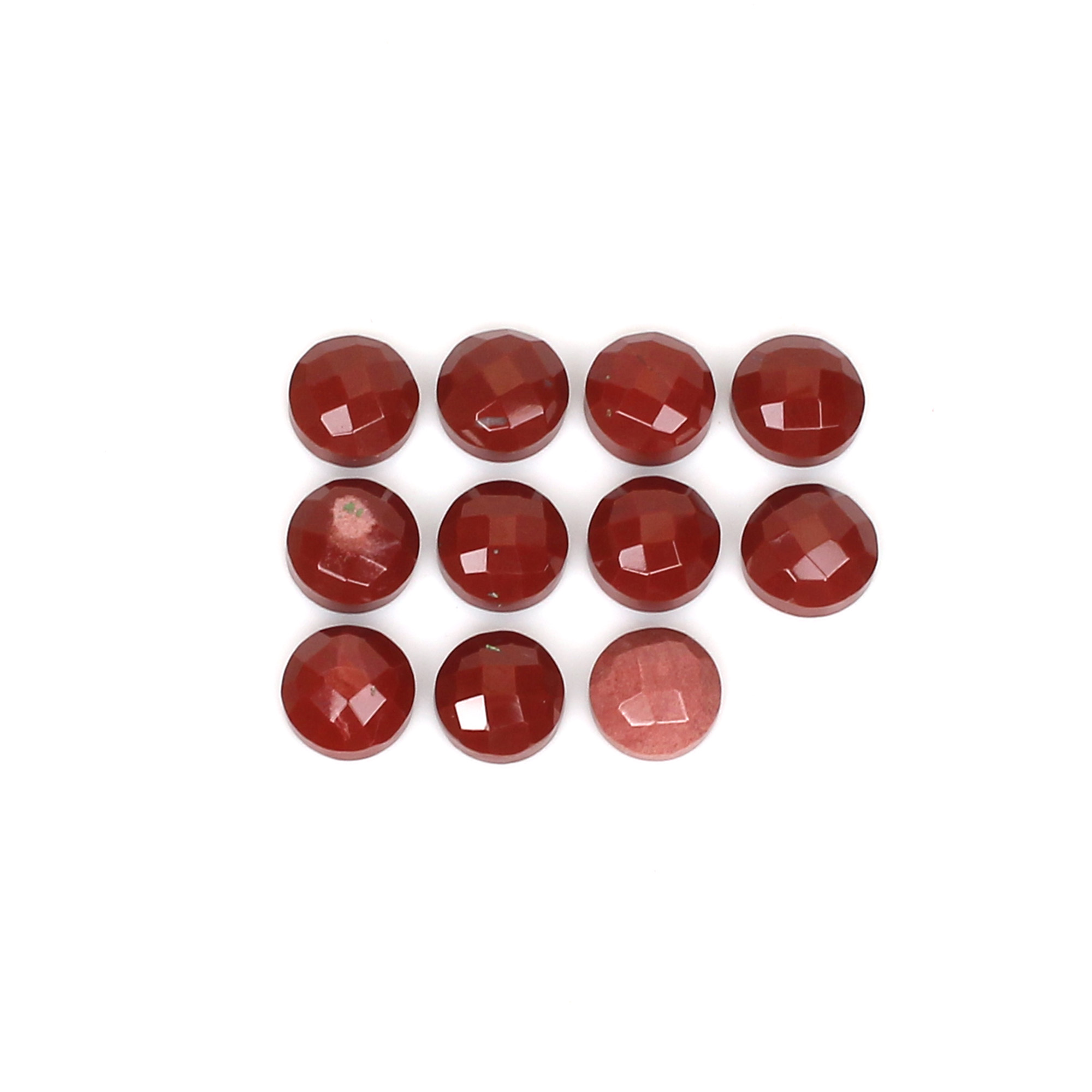 11Pes Red Jasper 8mm Round Checker Cut 2350Cts