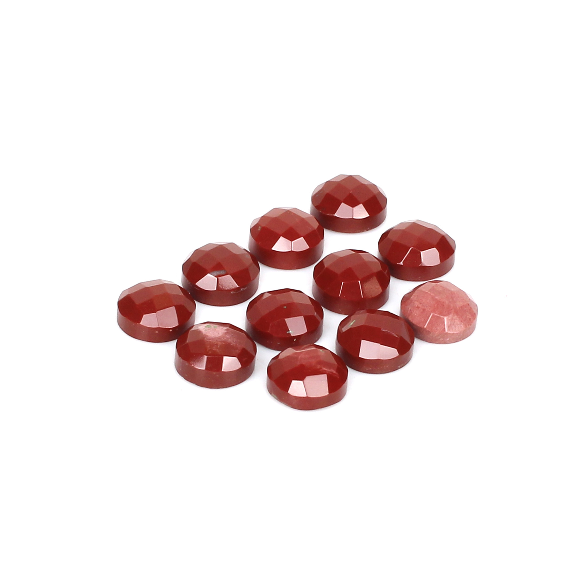 11Pes Red Jasper 8mm Round Checker Cut 2350Cts