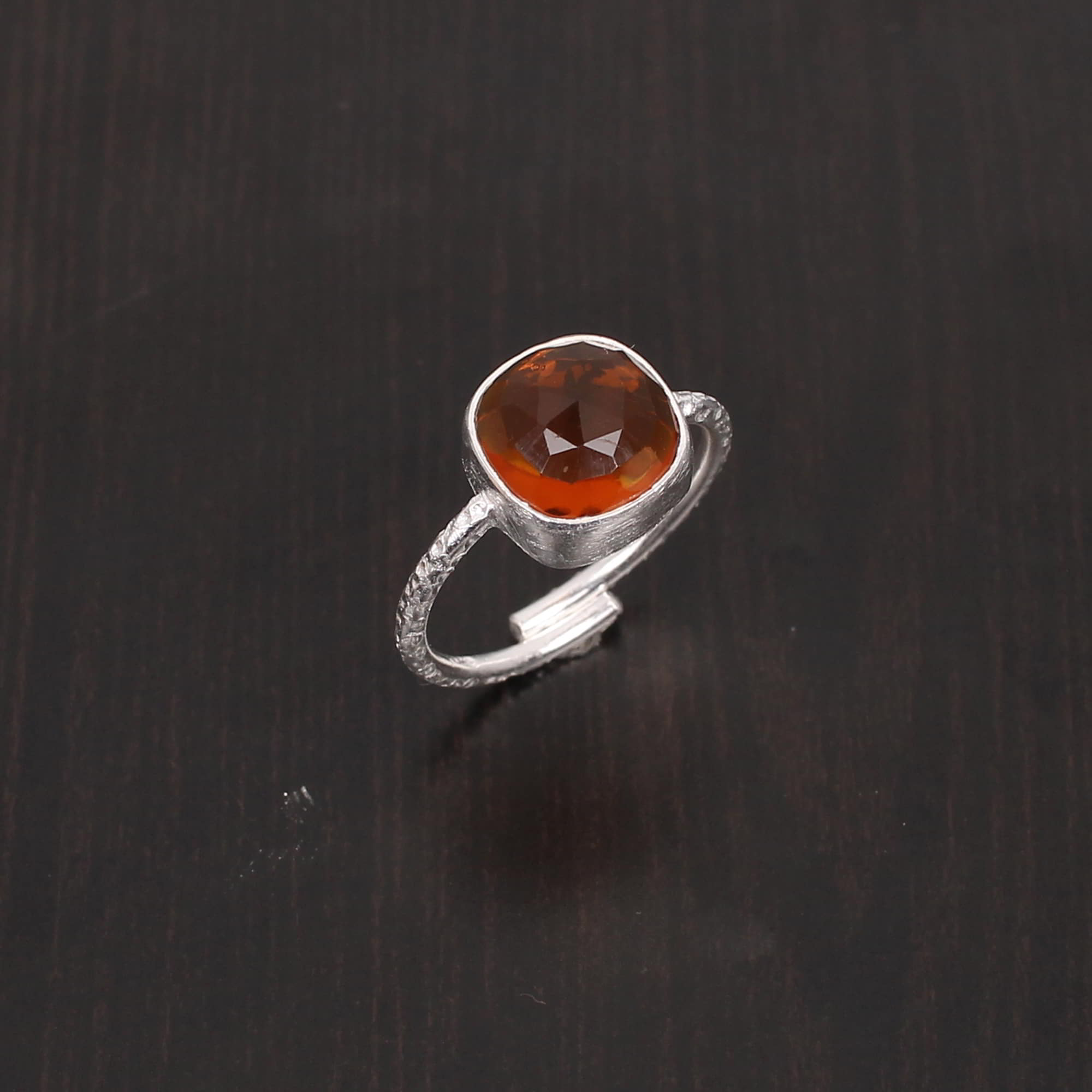 Dark Citrine 10x10mm Cushion Rose Cut 254Gram 925 Sterling Silver Ring