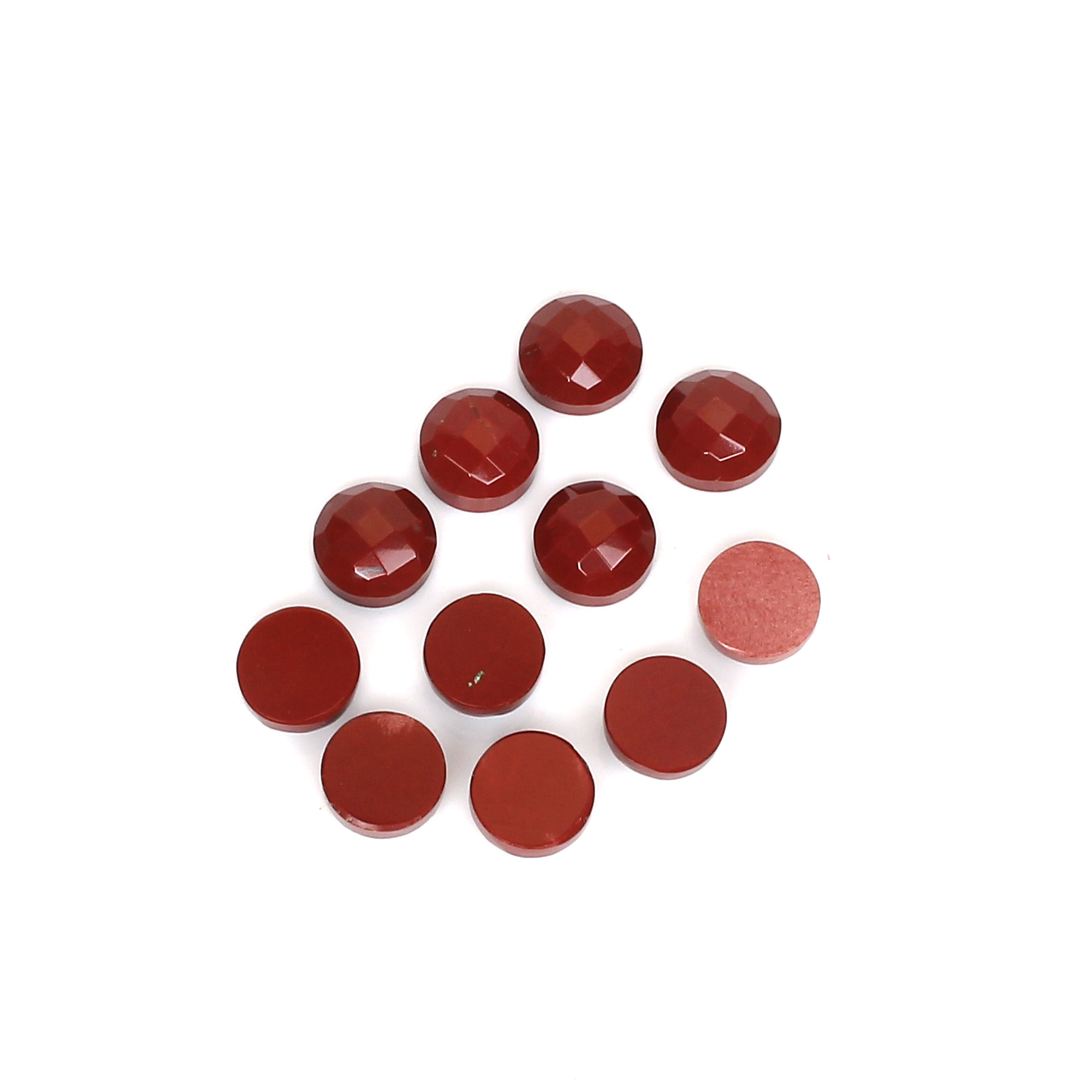 11Pes Red Jasper 8mm Round Checker Cut 2350Cts