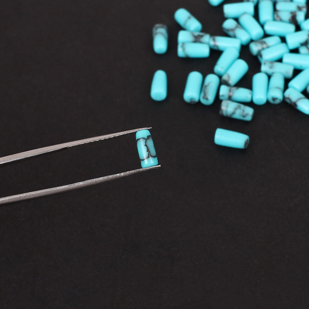 Image of Synthetic Turquoise Gemstone 9.0 Carat 8x4 mm Smooth Bullet Shape for Jewelry Making