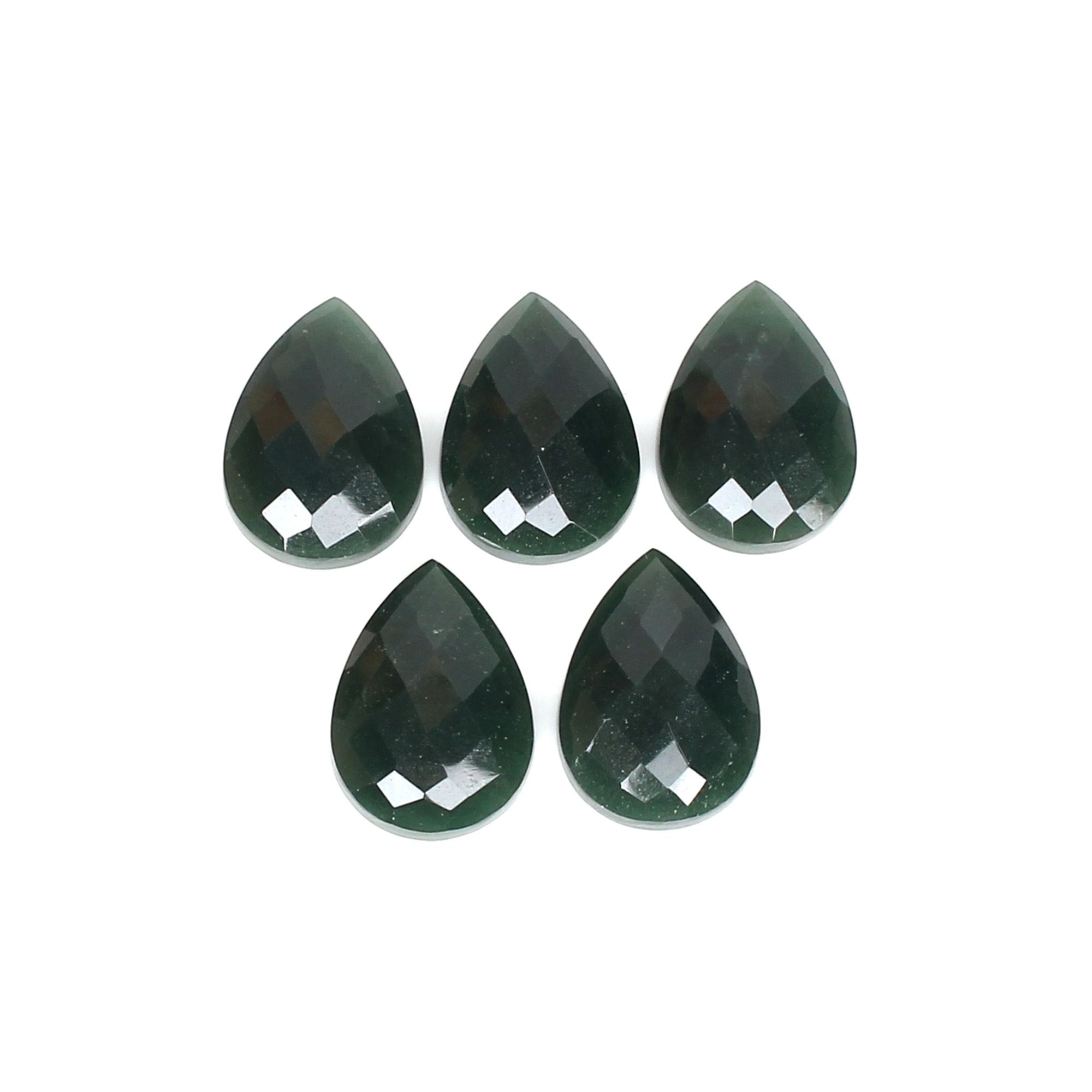 5Pcs Dark Mica Aventurine 13x18mm Pear Checker Cut 4300Cts
