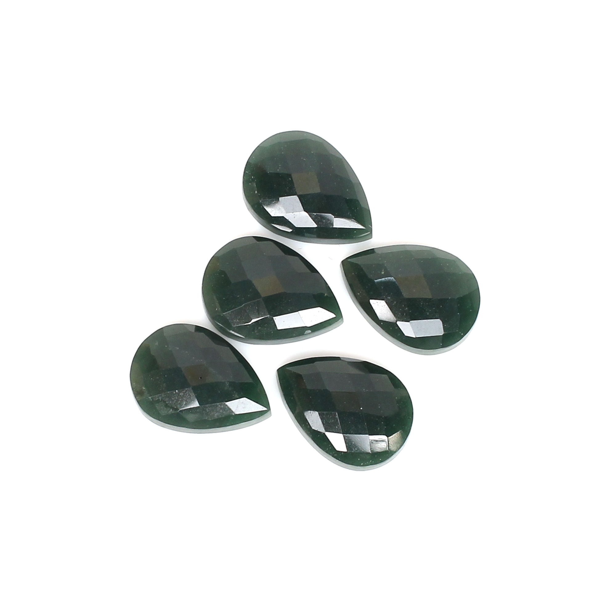 5Pcs Dark Mica Aventurine 13x18mm Pear Checker Cut 4300Cts