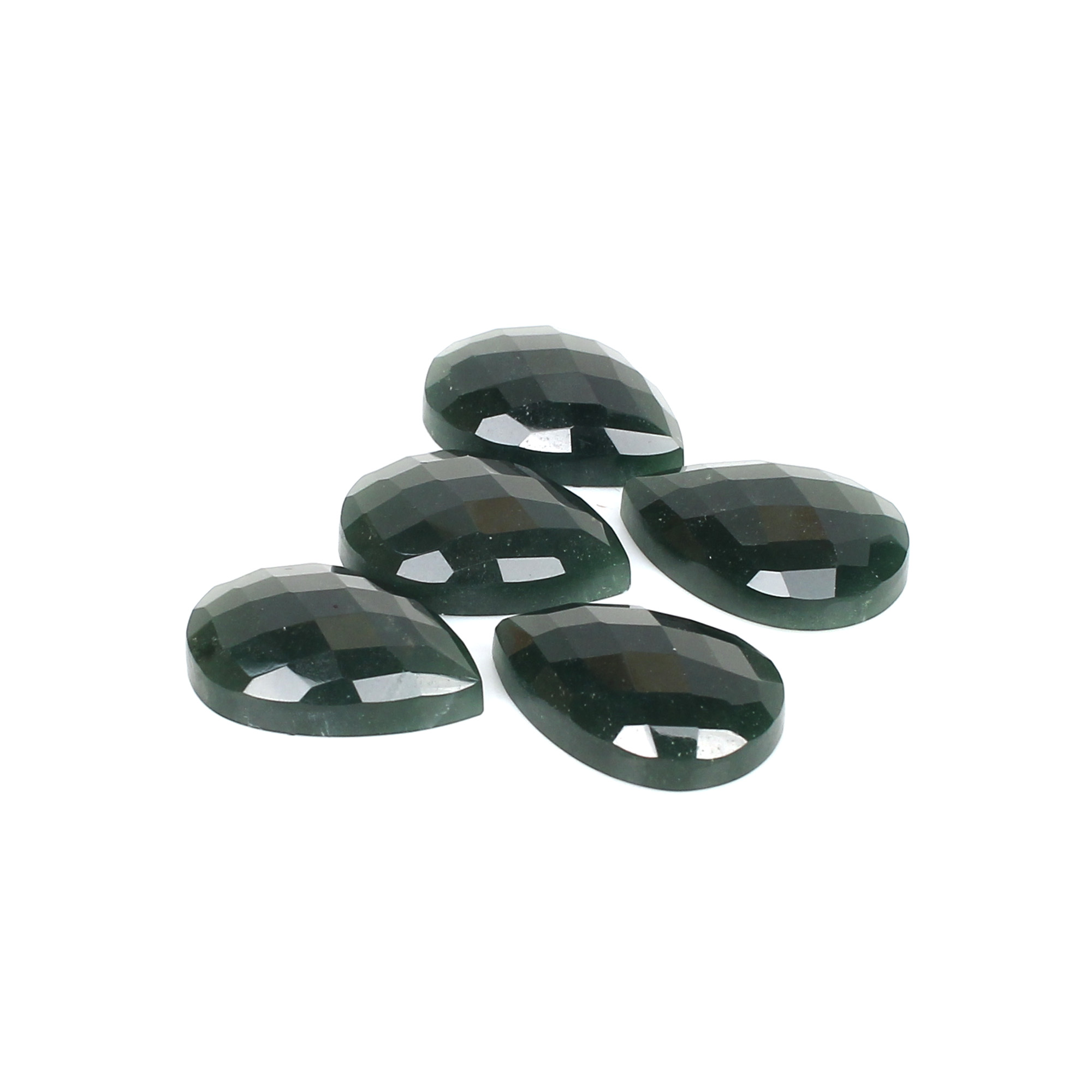 5Pcs Dark Mica Aventurine 13x18mm Pear Checker Cut 4300Cts