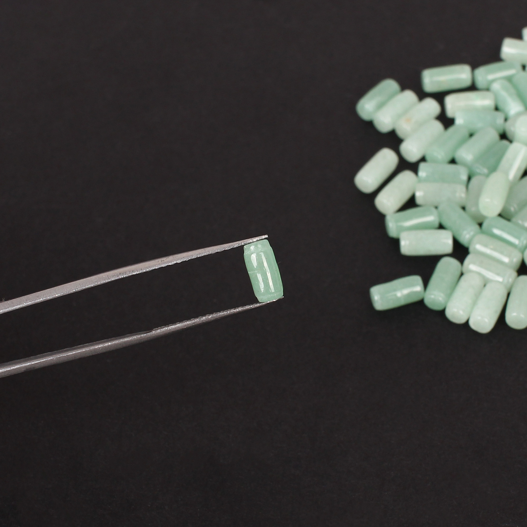 Natural Green Aventurine Gemstone 140 Carat 8x4 mm Smooth Bullet Shape for Jewelry Making