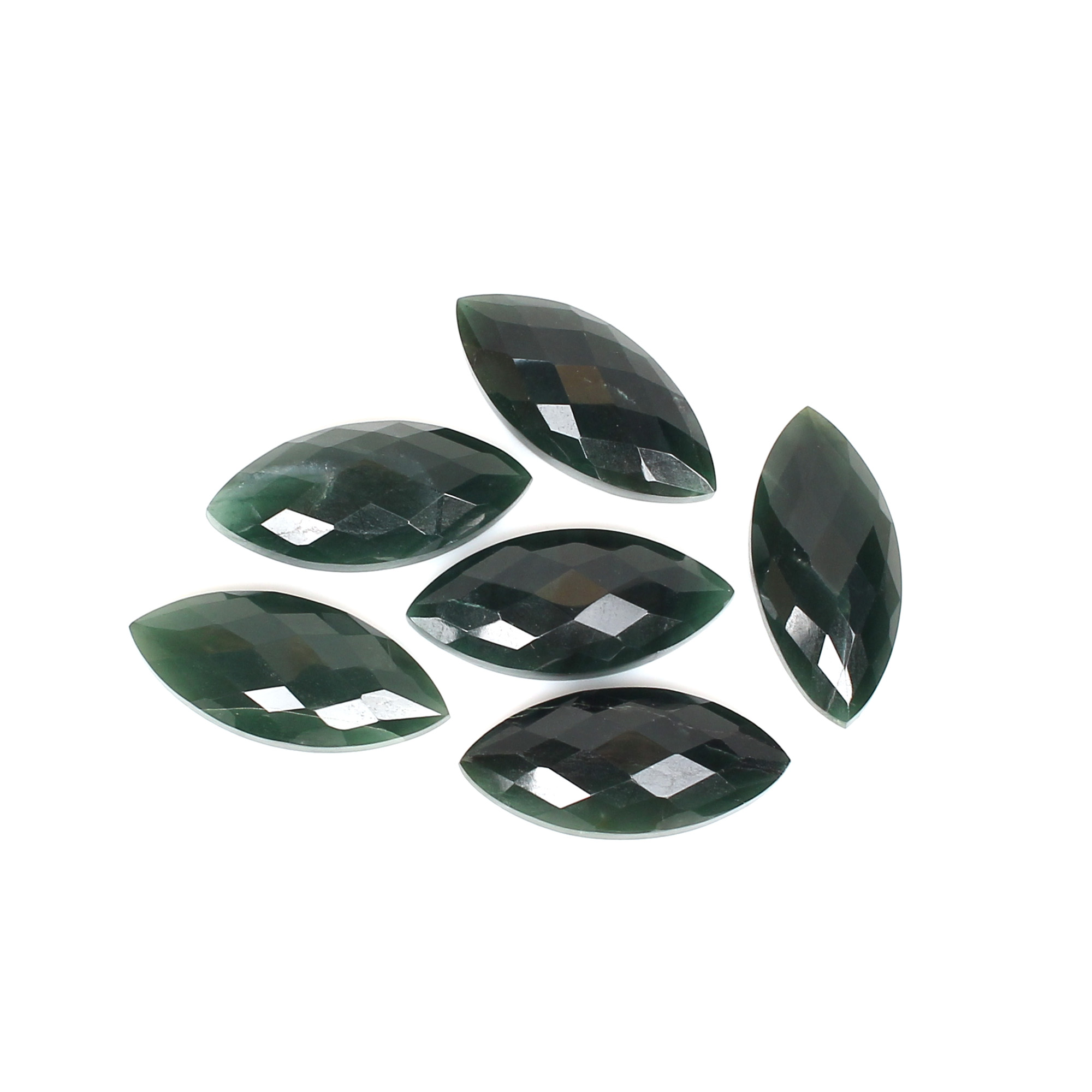 6Pcs Dark Mica Aventurine 29x13mm Marquise Checker Cut 9700cts