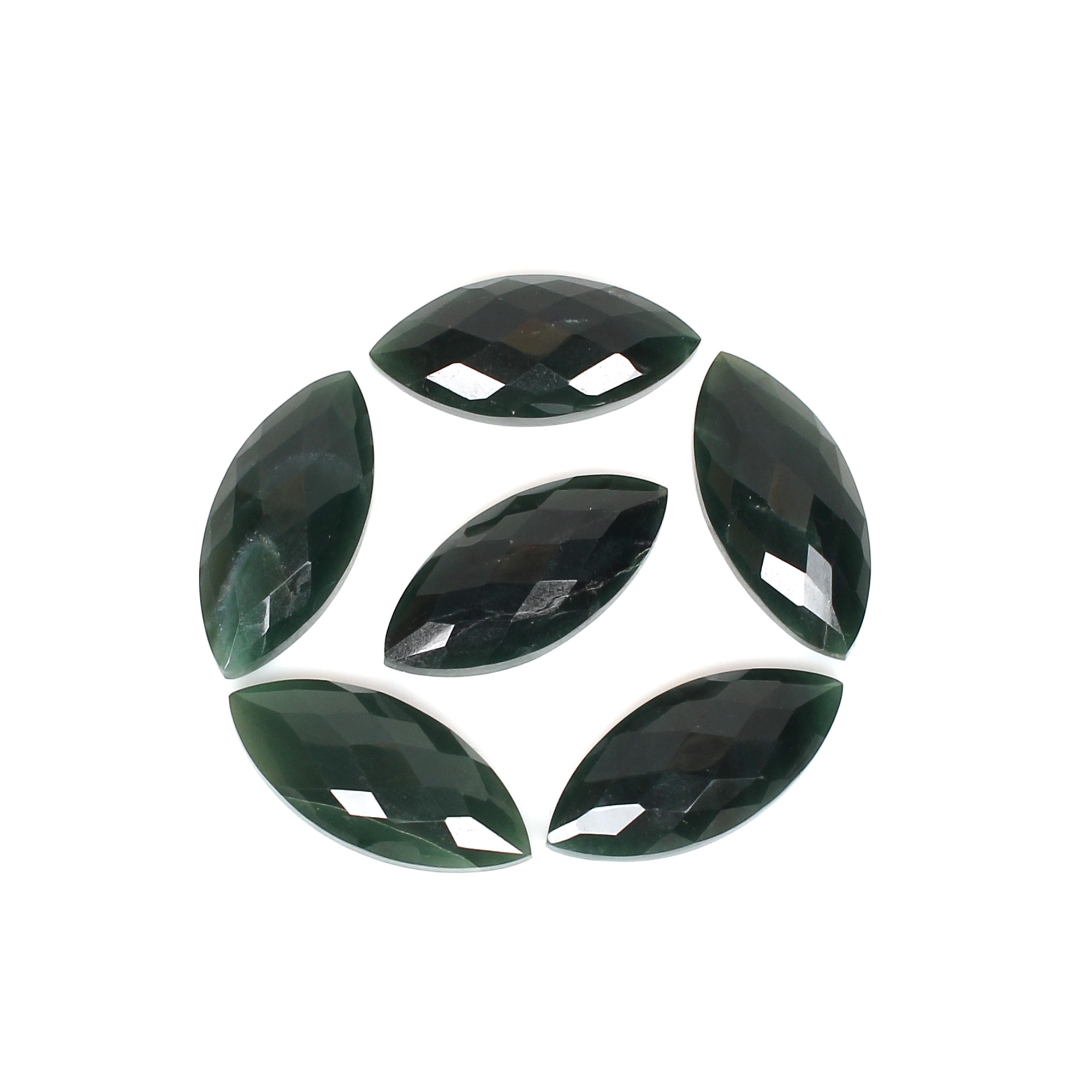 6Pcs Dark Mica Aventurine 29x13mm Marquise Checker Cut 9700cts
