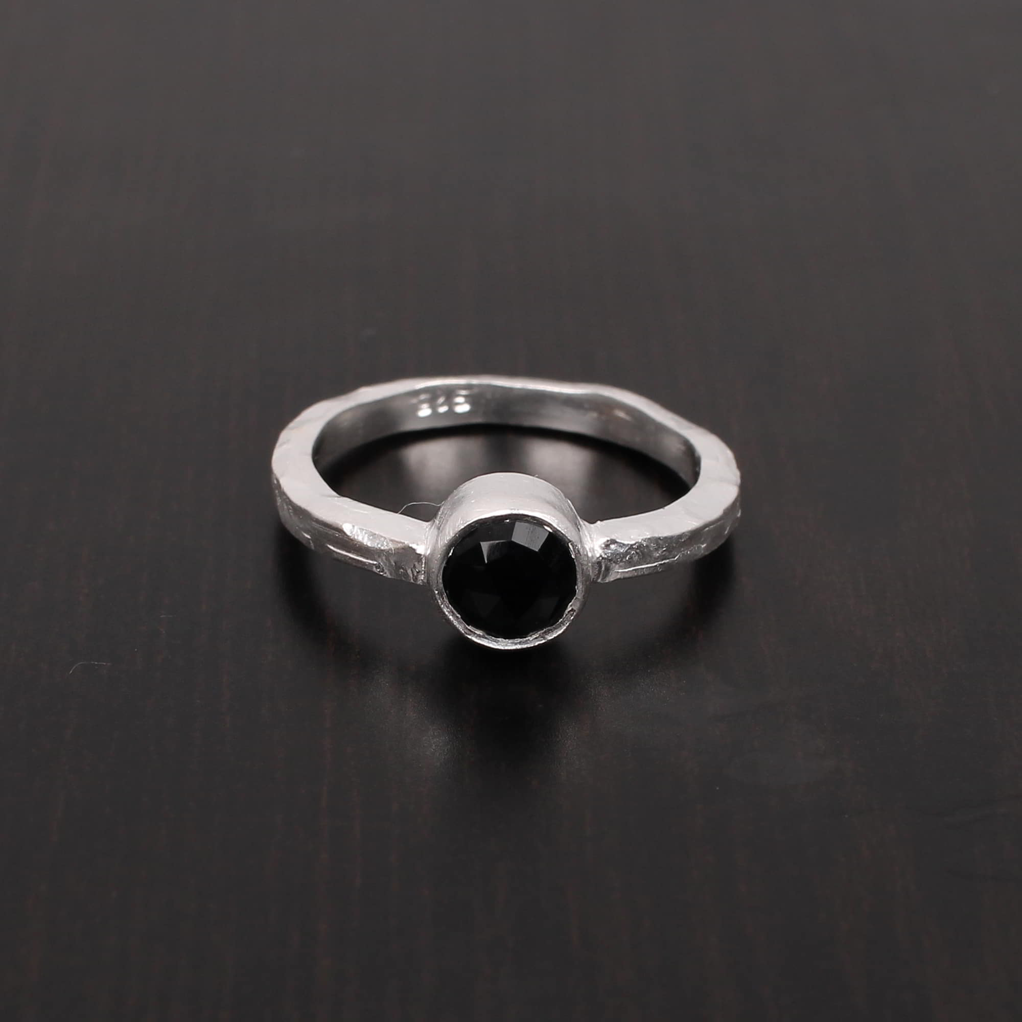 Black Onyx 6mm Round Rose Cut 259Gram 925 Sterling Silver Ring