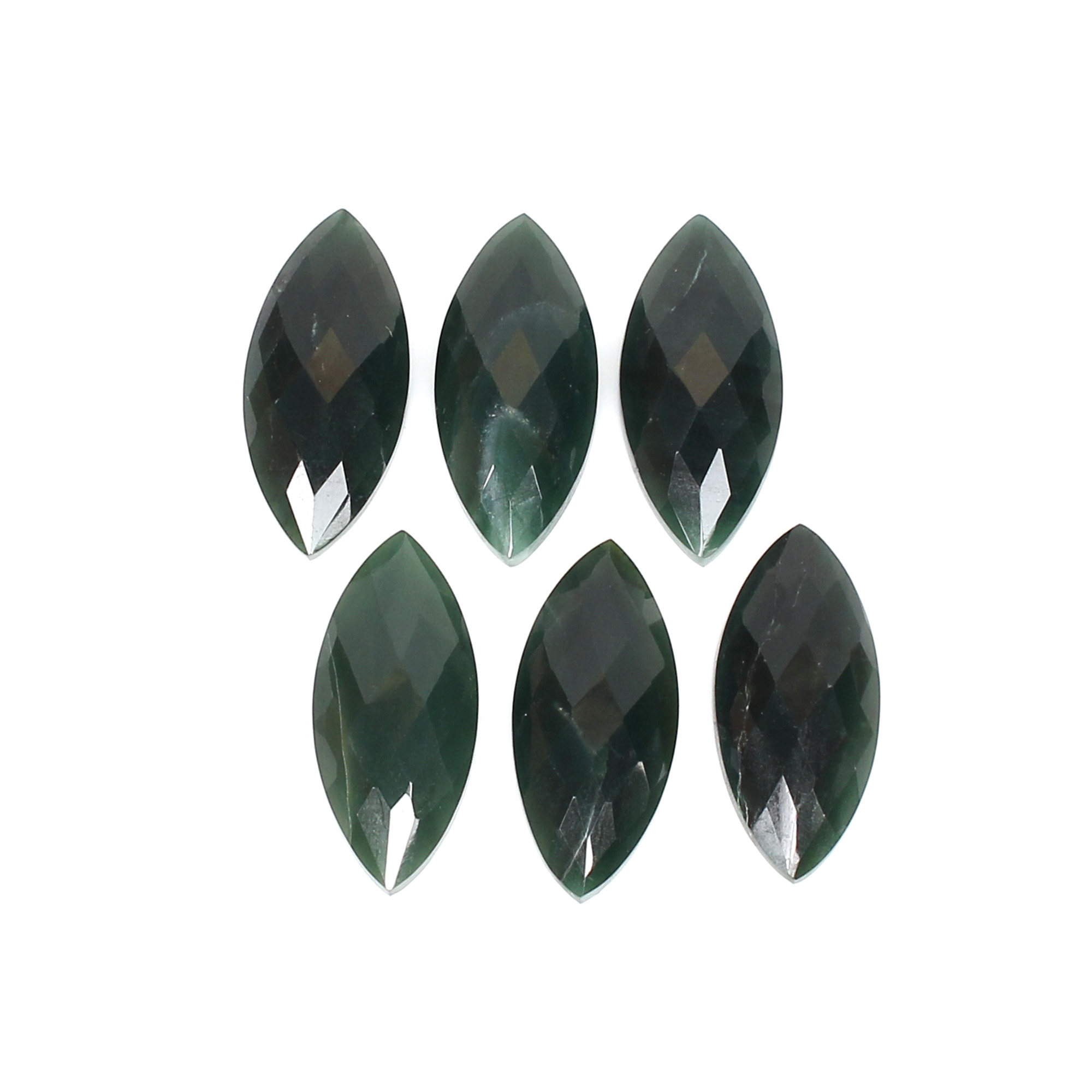 6Pcs Dark Mica Aventurine 29x13mm Marquise Checker Cut 9700cts